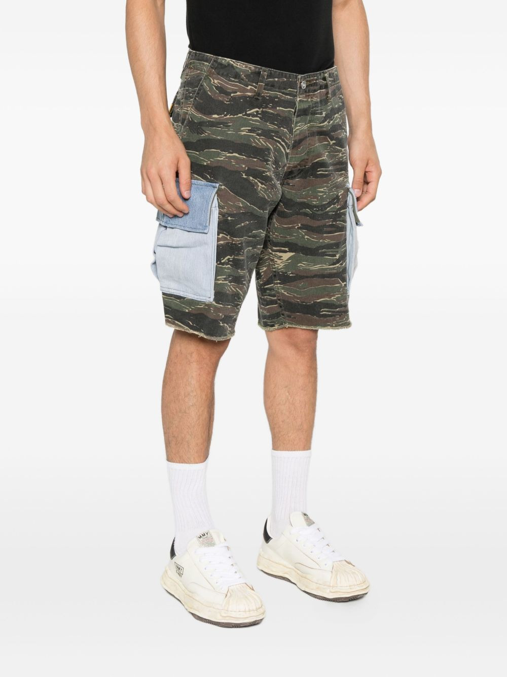 denim-pocket cargo shorts - 3