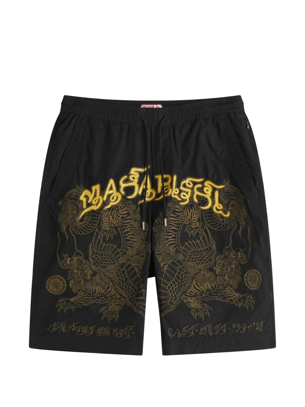 tiger dragon print shorts - 1