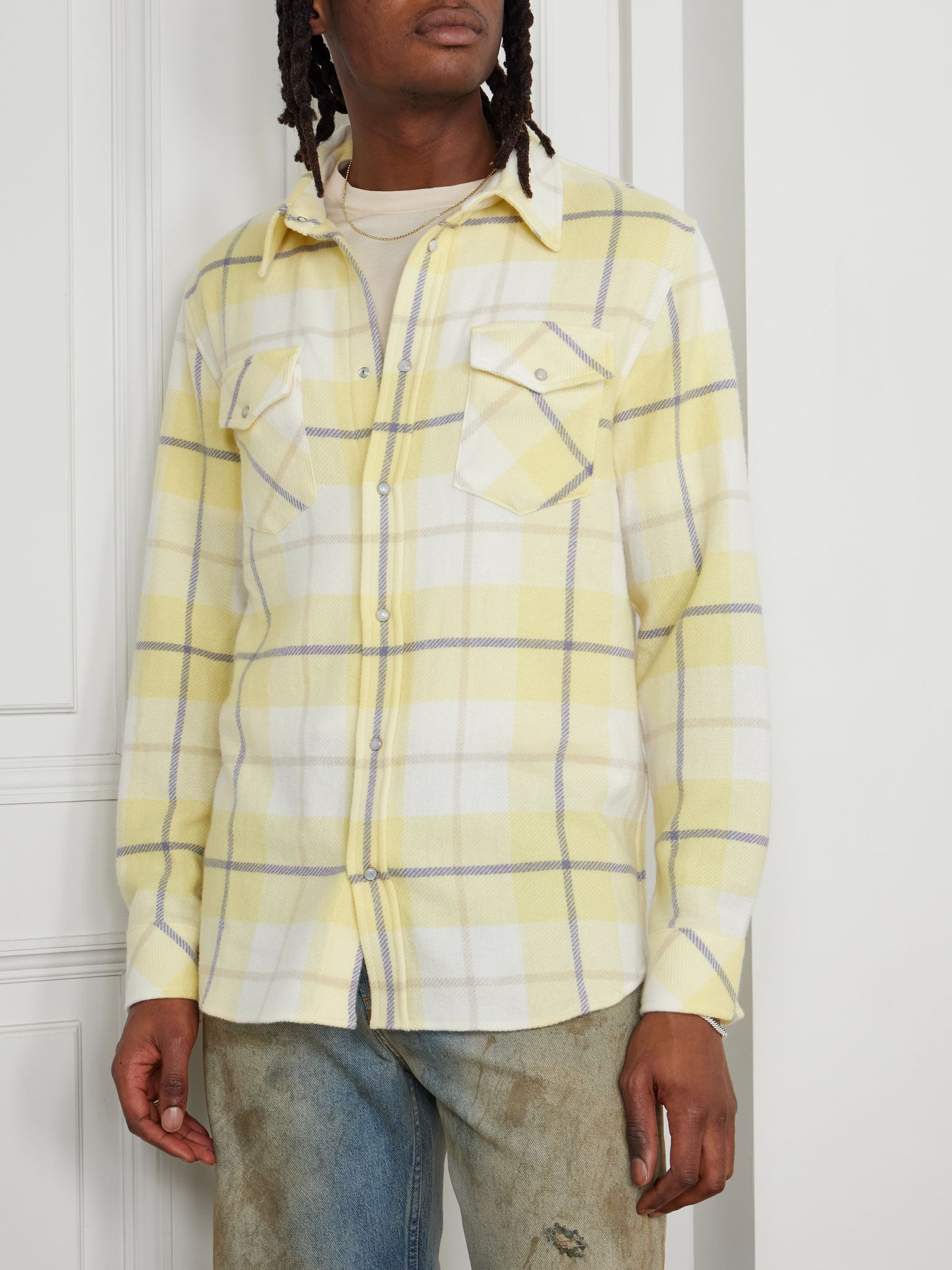 Dreamer Checked Cashmere Shirt Yellow - 3