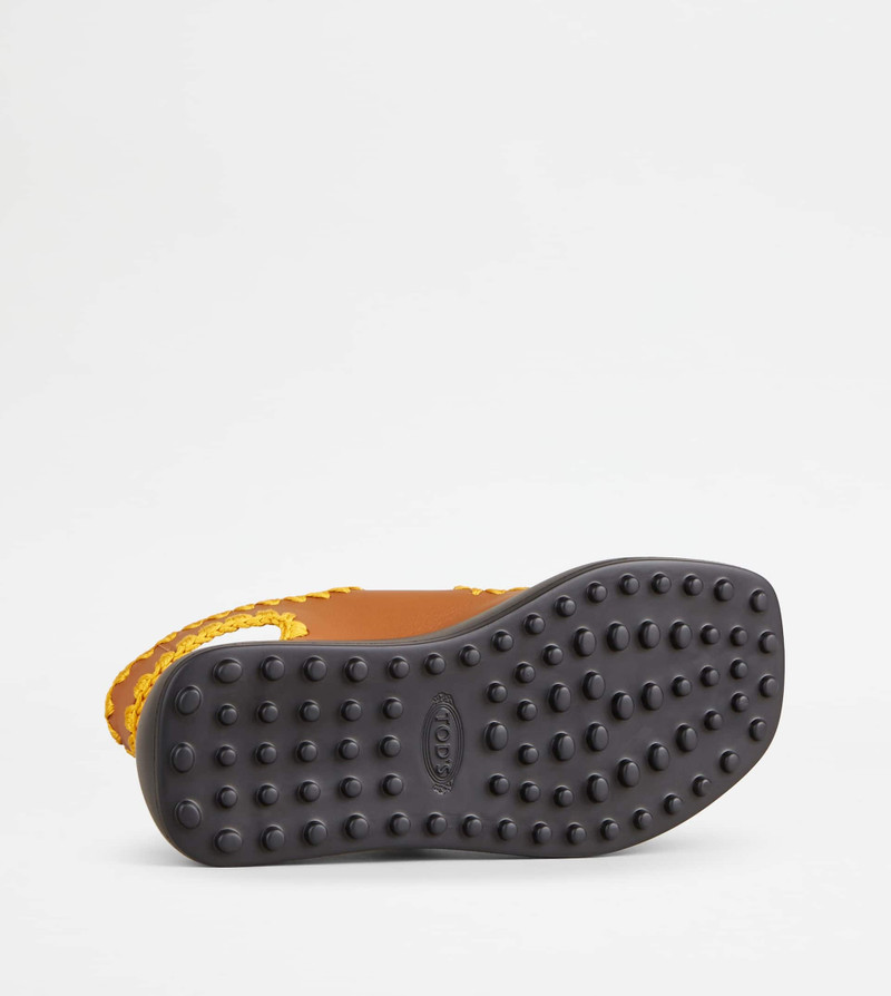 DOUBLE STRAP SANDALS IN LEATHER - BROWN 4