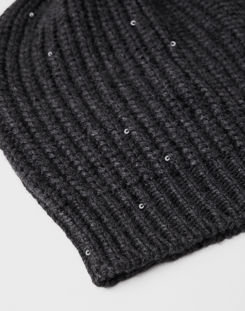 Brunello Cucinelli Cashmere and silk Diamond yarn knit beanie outlook