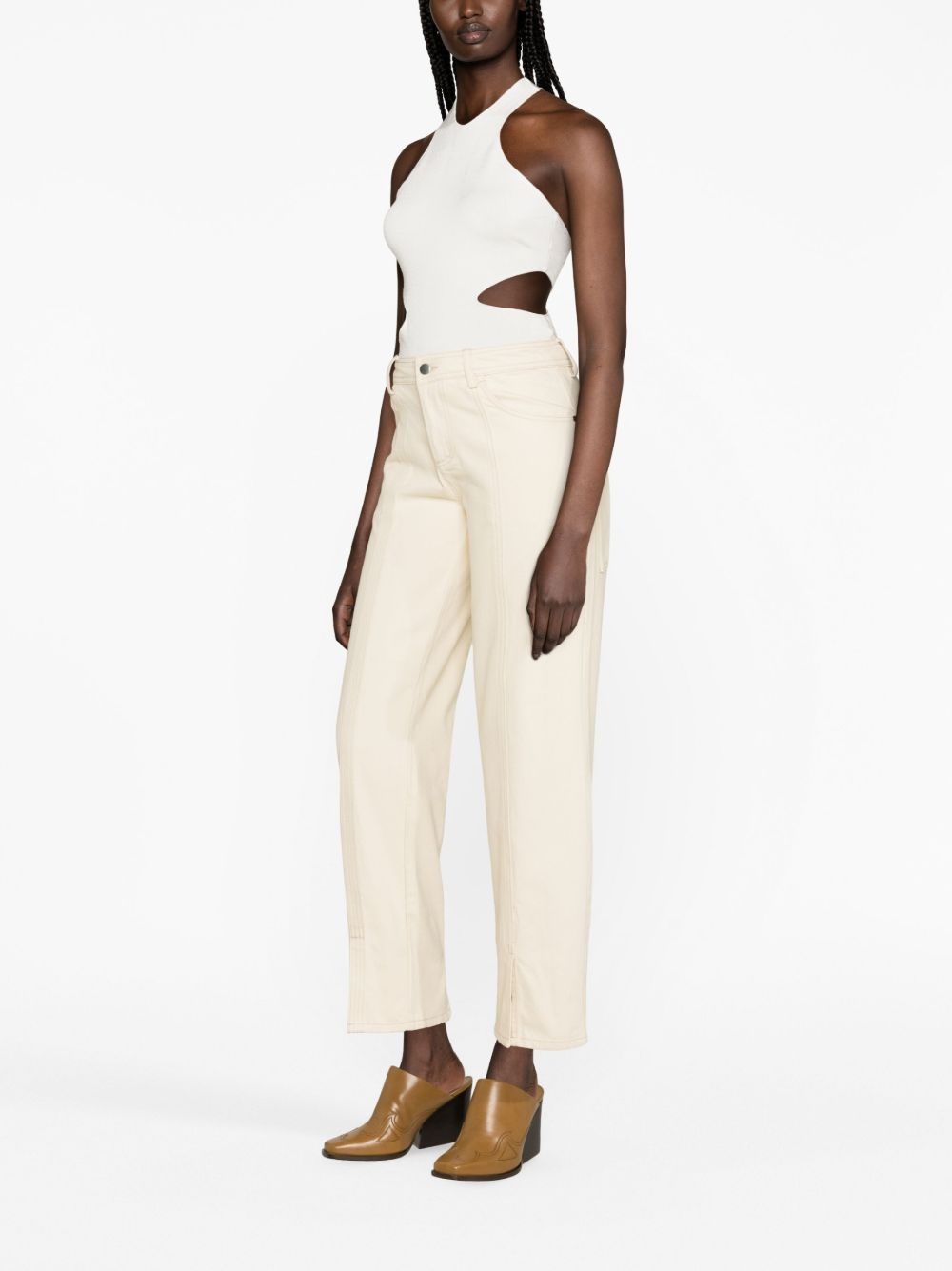Curl slit-detail straight-leg jeans - 3