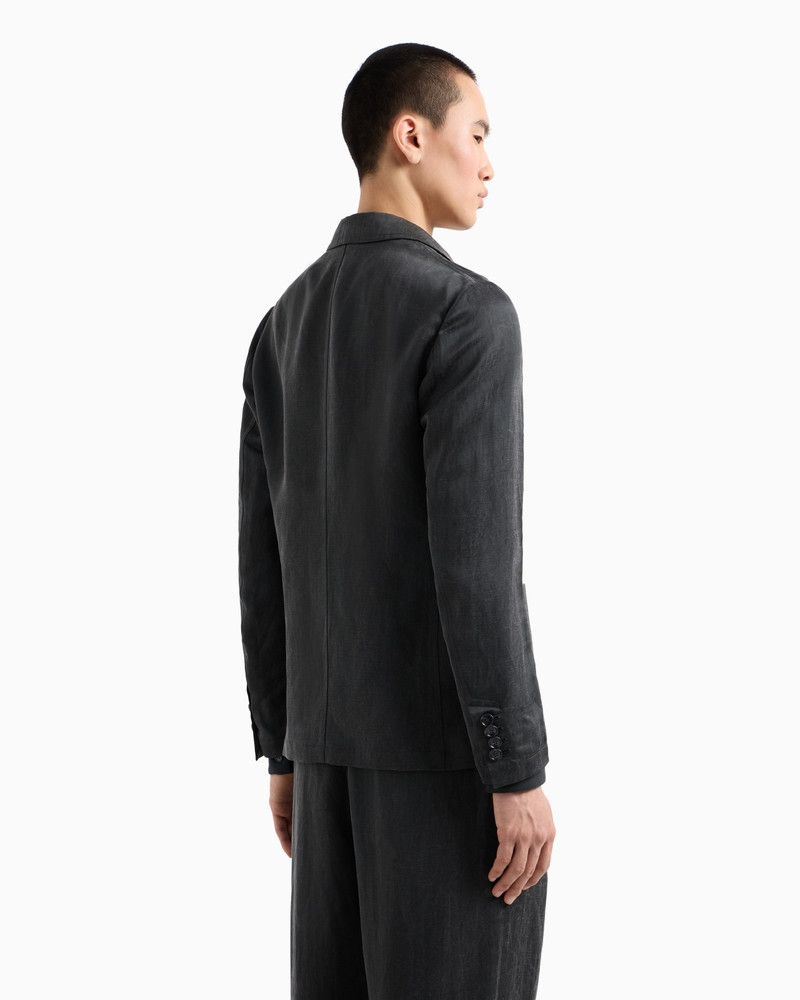 SINGLE-BREASTED JACKET IN WASHED LINEN AND LYOCELL CANVAS 3