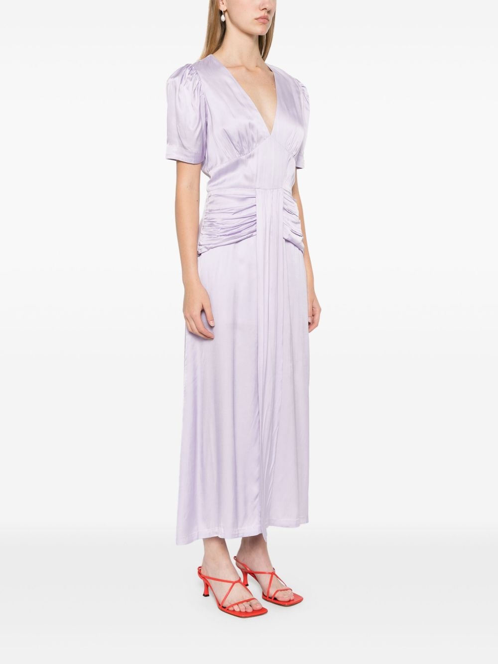 satin V-neck midi dress - 3
