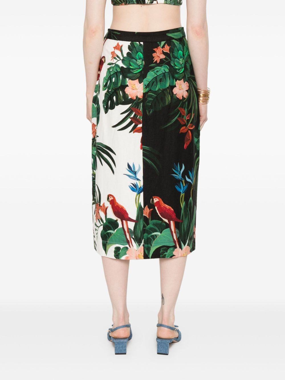 Midnight Macaw Fiesta midi skirt - 4