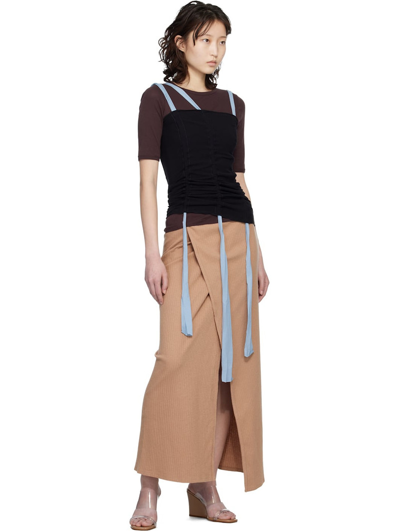 BASERANGE Tan Organic Cotton Fleece Brig Maxi Skirt outlook