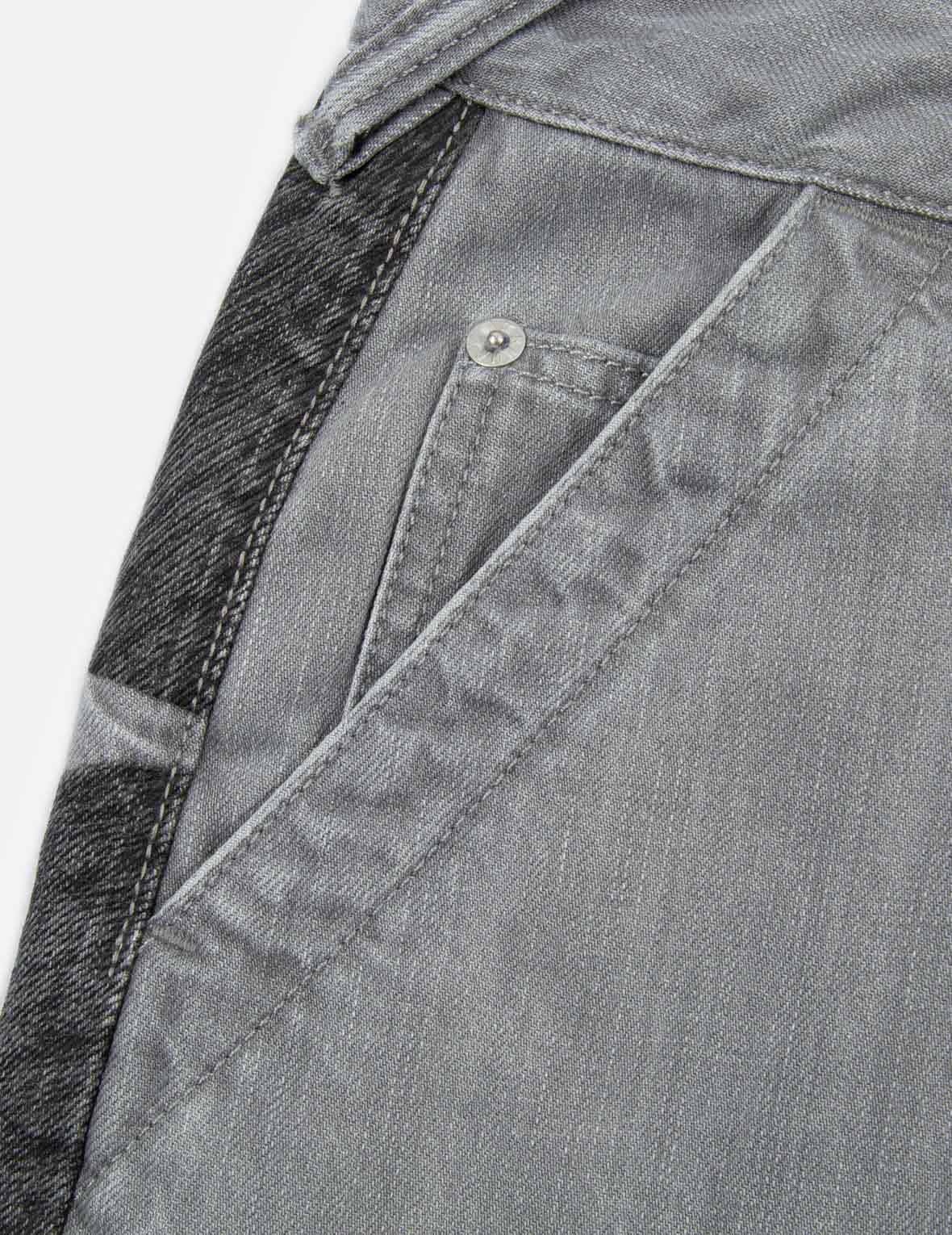 Brushstroke Effect Washed Denim Shorts - 10