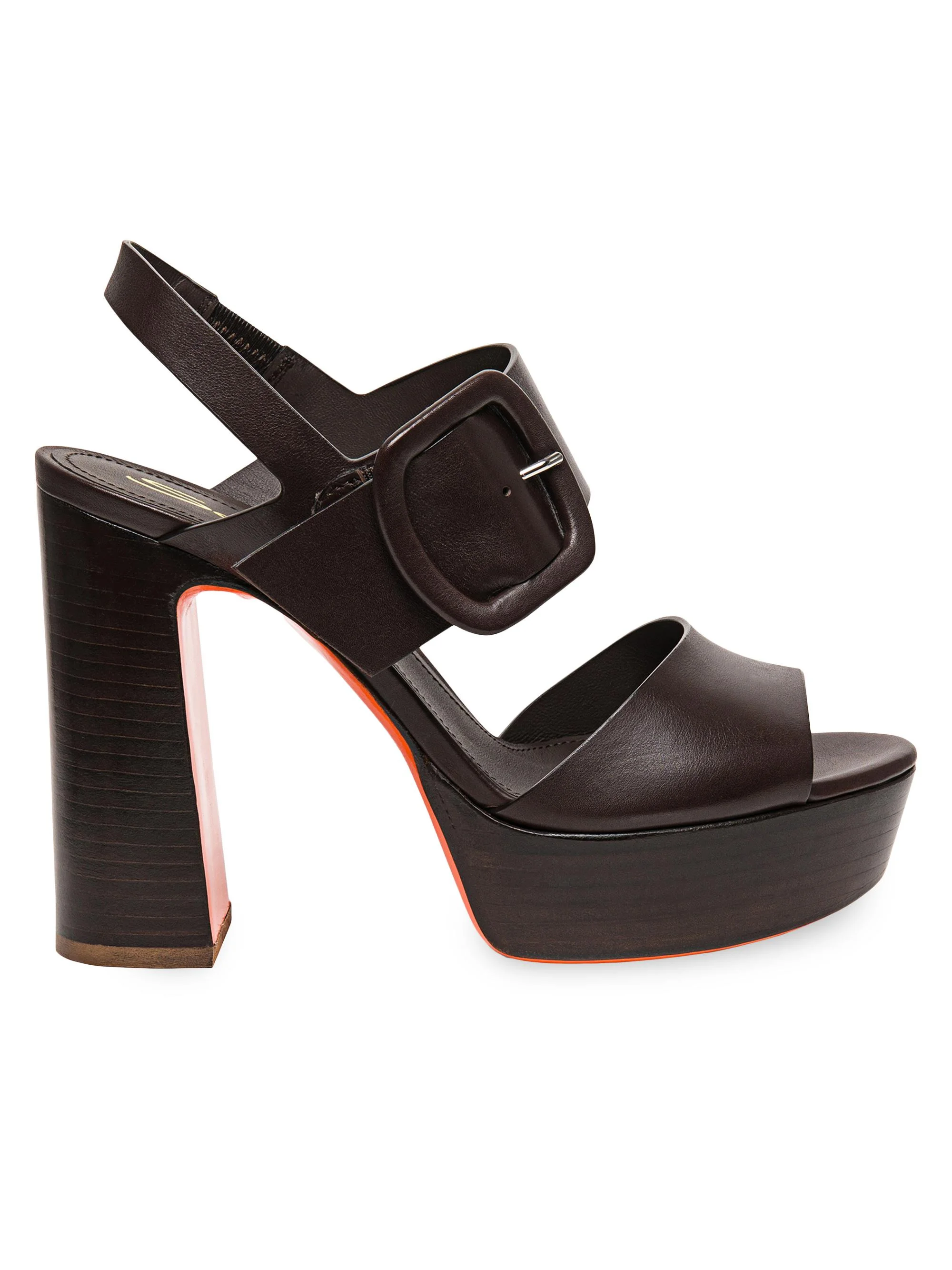Women's Bruxel 105MM Leather Platform Sandals - Dark Brown - 1