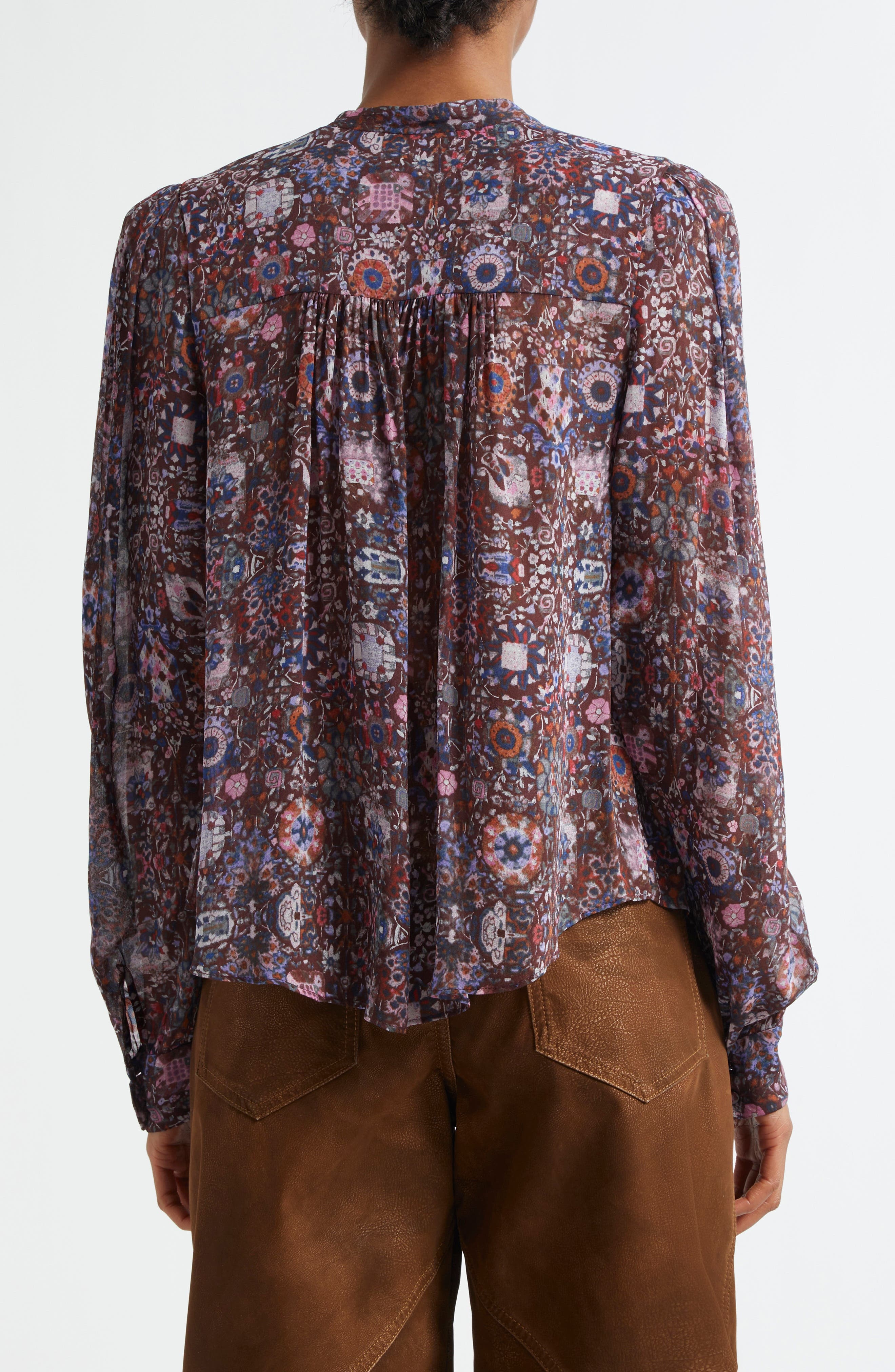 Isabel Marant Étoile Noeline Long Sleeve Button-Up Shirt in Plum at Nordstrom - 2