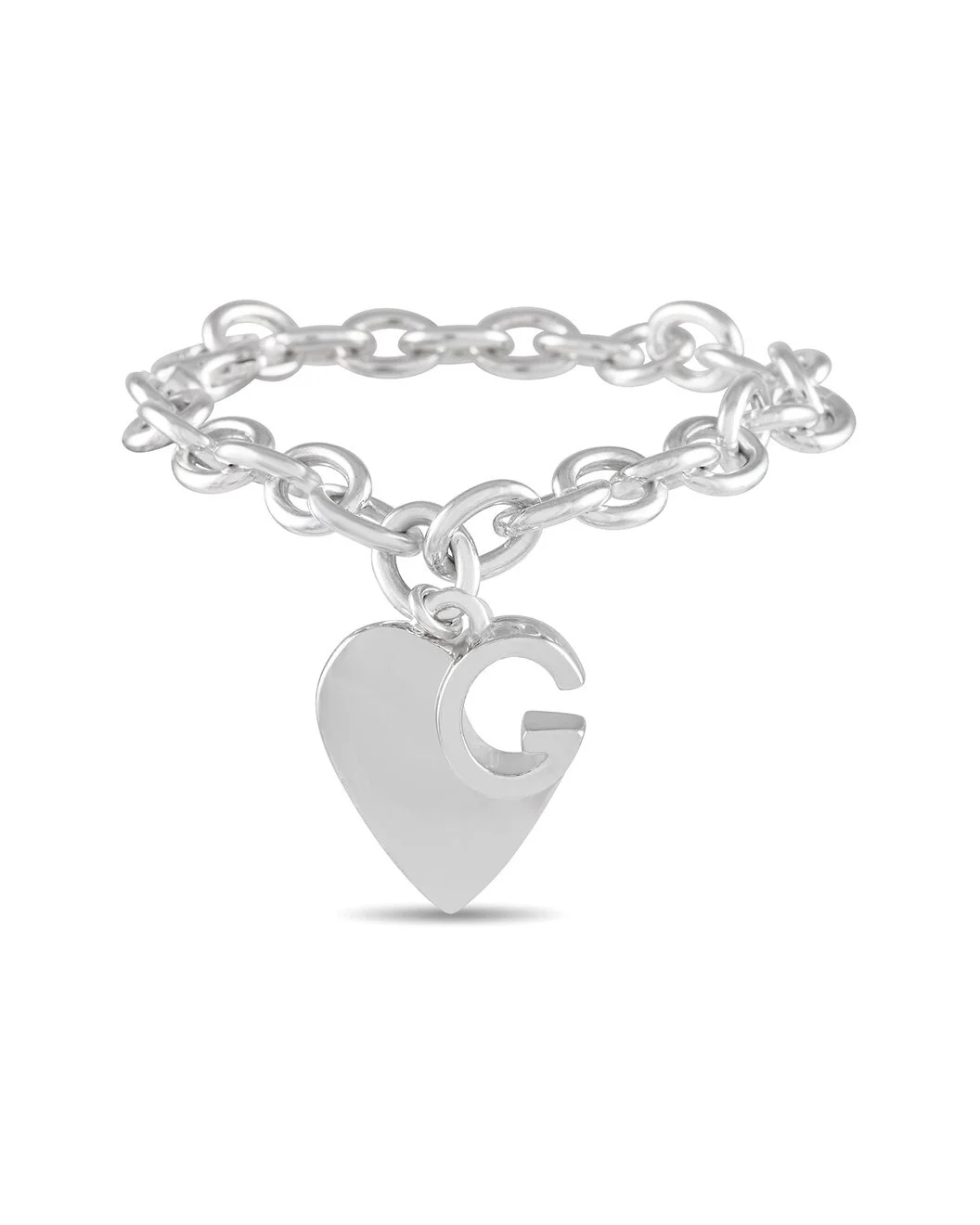 Gucci Silver Gucci Heart Chain Heart Chain Bracelet - 1