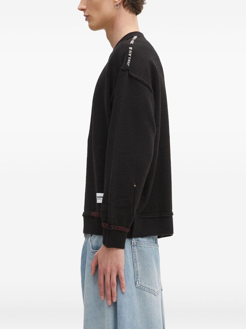 distressed-detail crew-neck jumper - 2