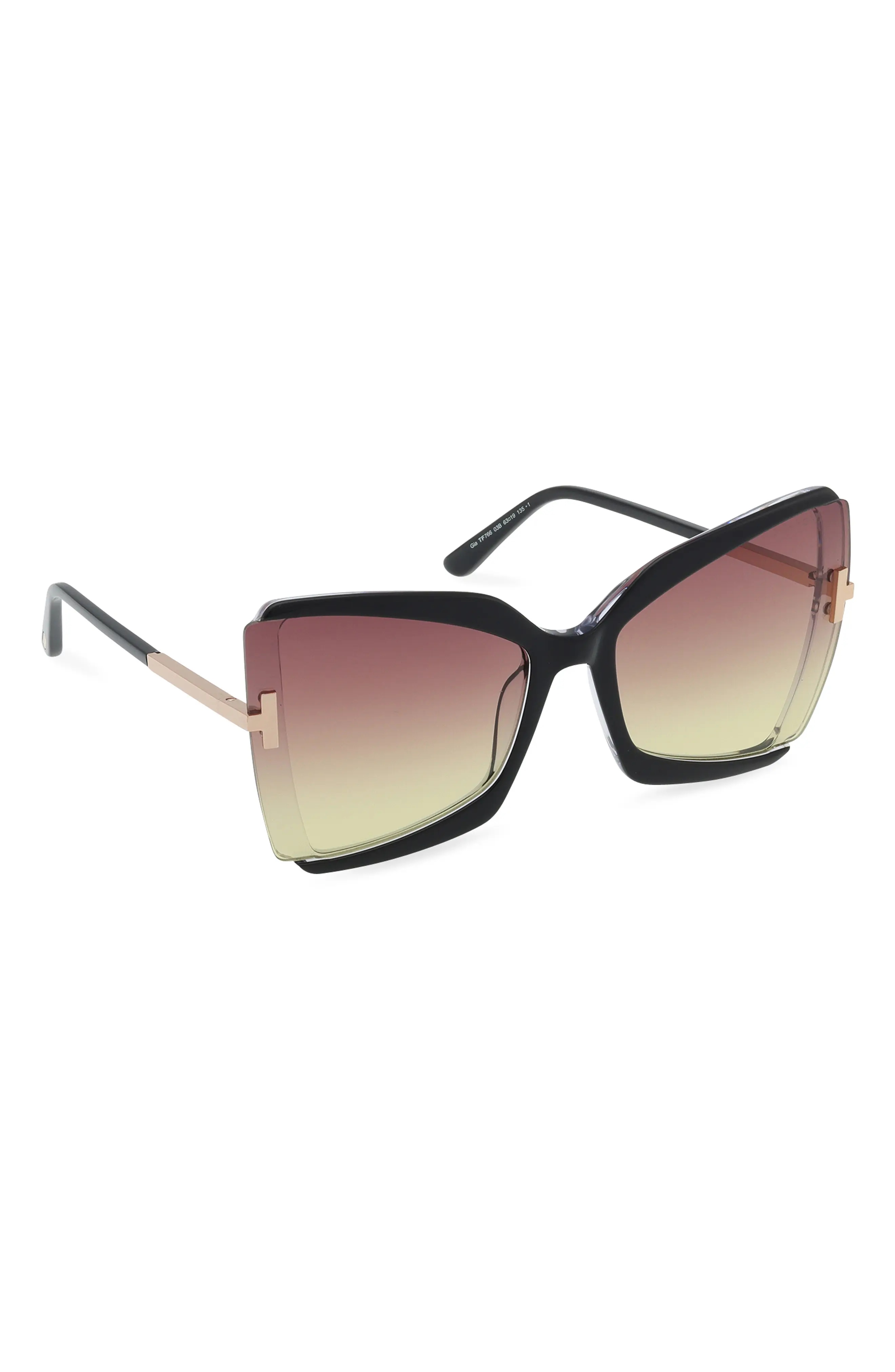 Gia 63mm Oversize Butterfly Sunglasses in Black & Crystal /Sunset - 7