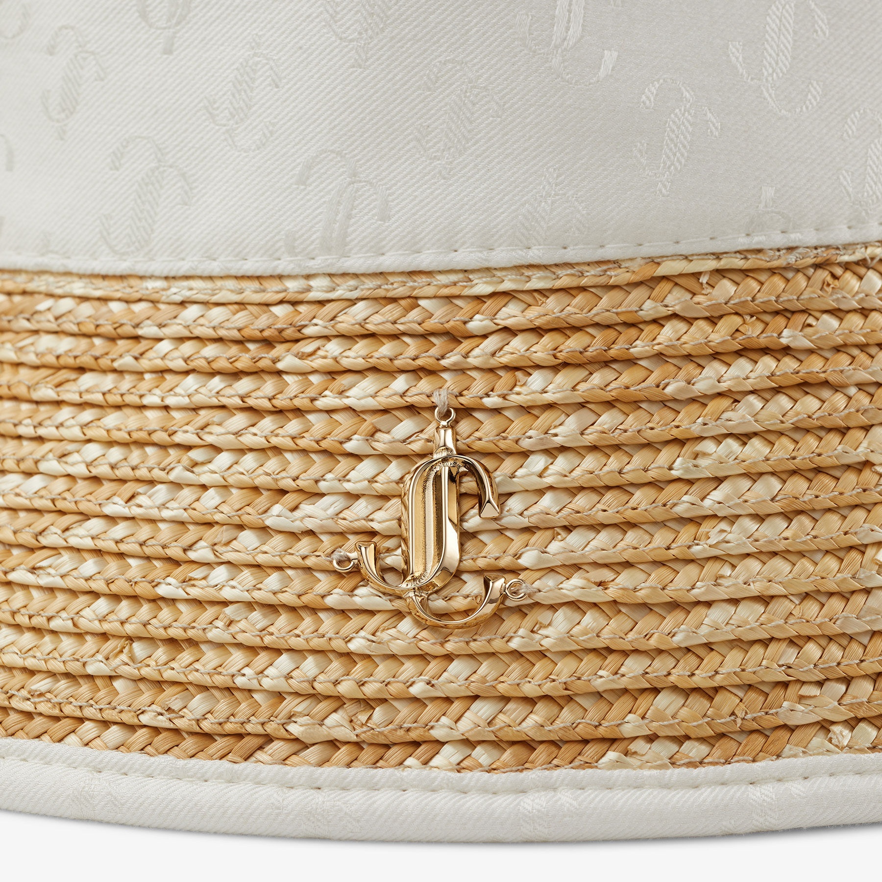 Renata
Latte JC Monogram Jacquard Silk, Modal and Raffia Bucket Hat - 4