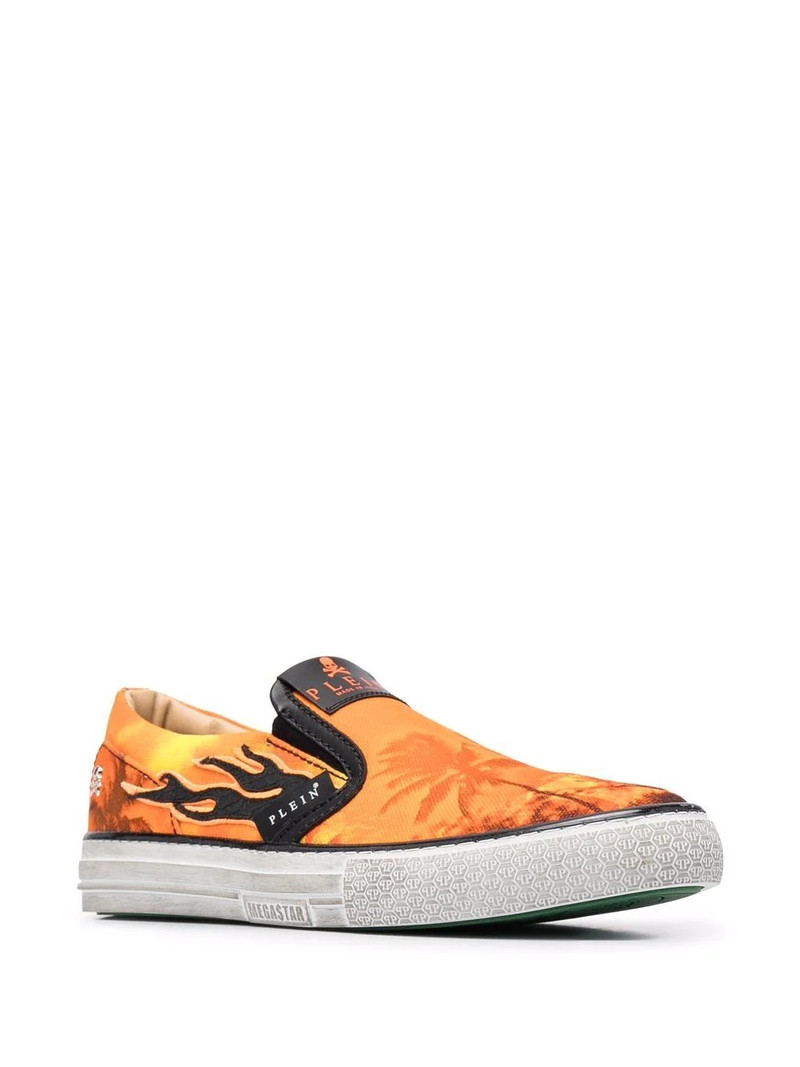 PHILIPP PLEIN flame print slip-on sneakers outlook