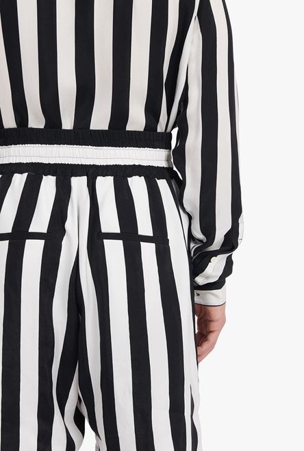 Black and white striped cuprammonium shorts - 5