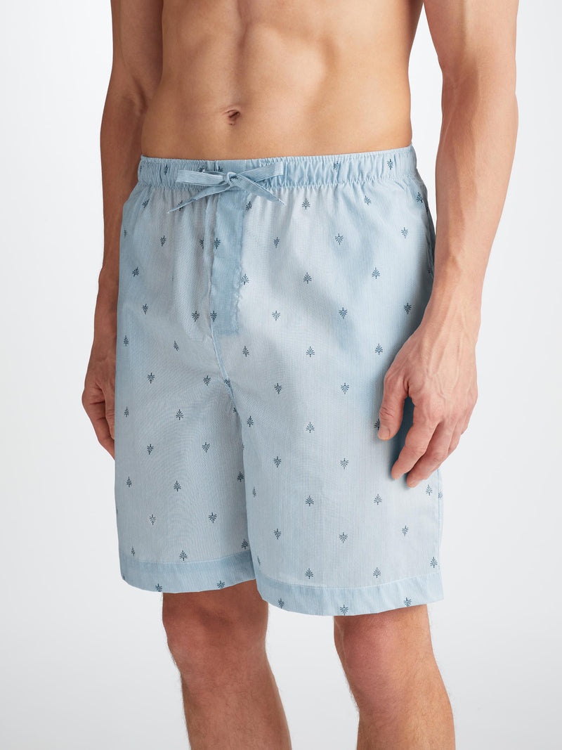 Men's Lounge Shorts Nelson 100 Cotton Batiste Blue - 5