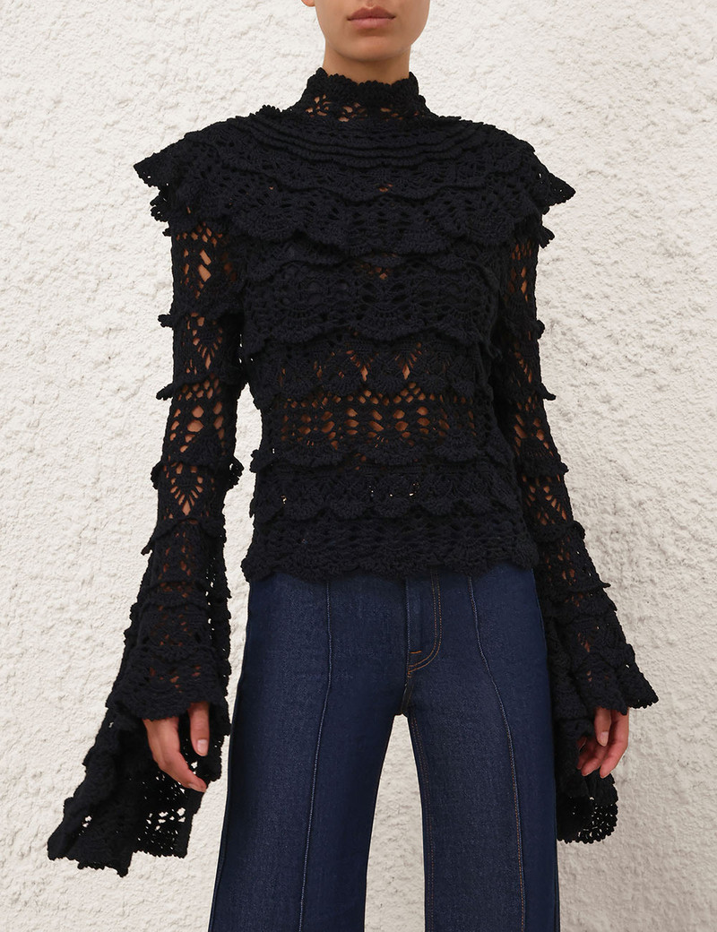 Zimmermann LUNA HAND CROCHET SWEATER outlook