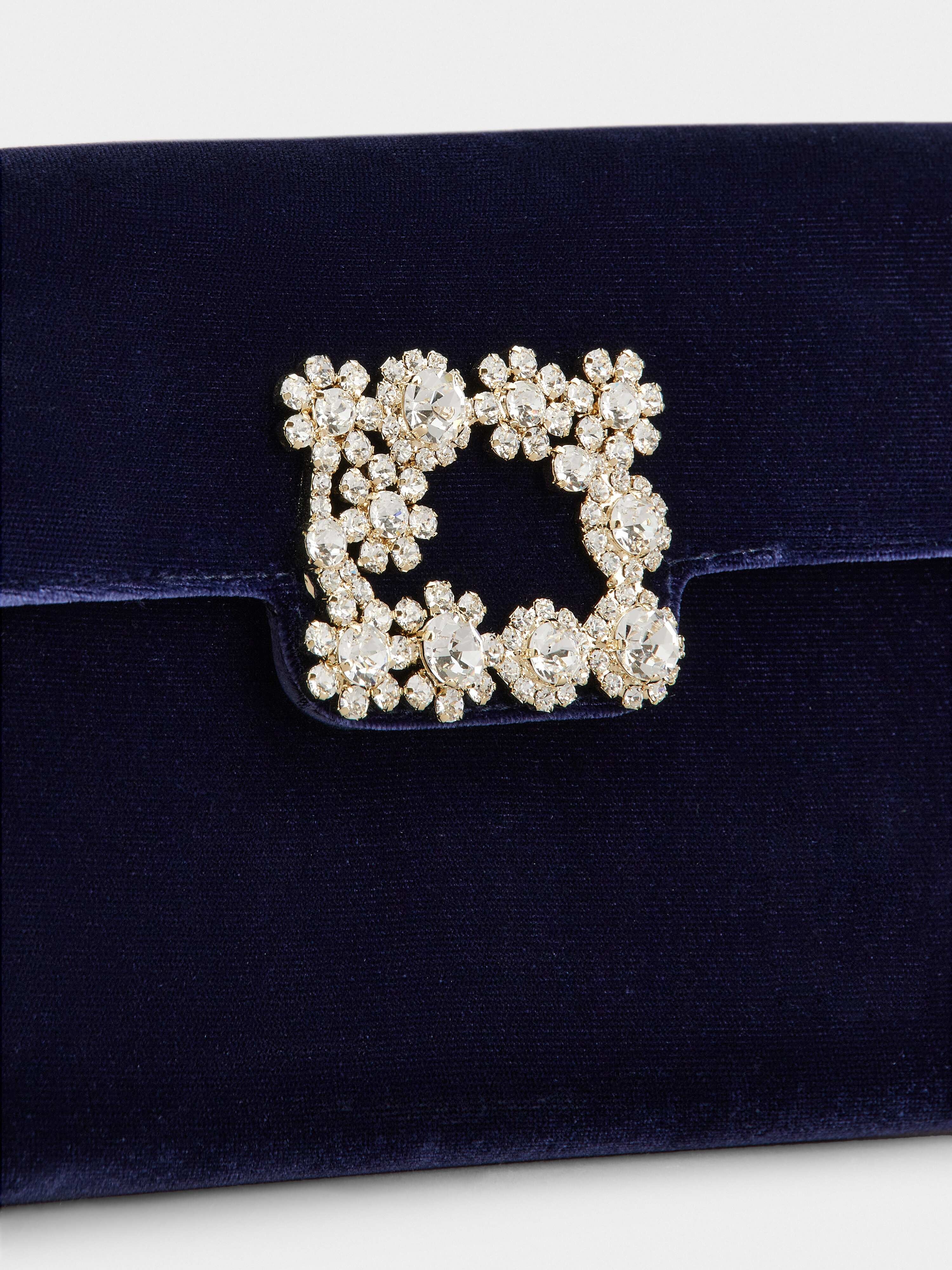 Flower Strass Buckle Clutch Bag in Velvet - 7