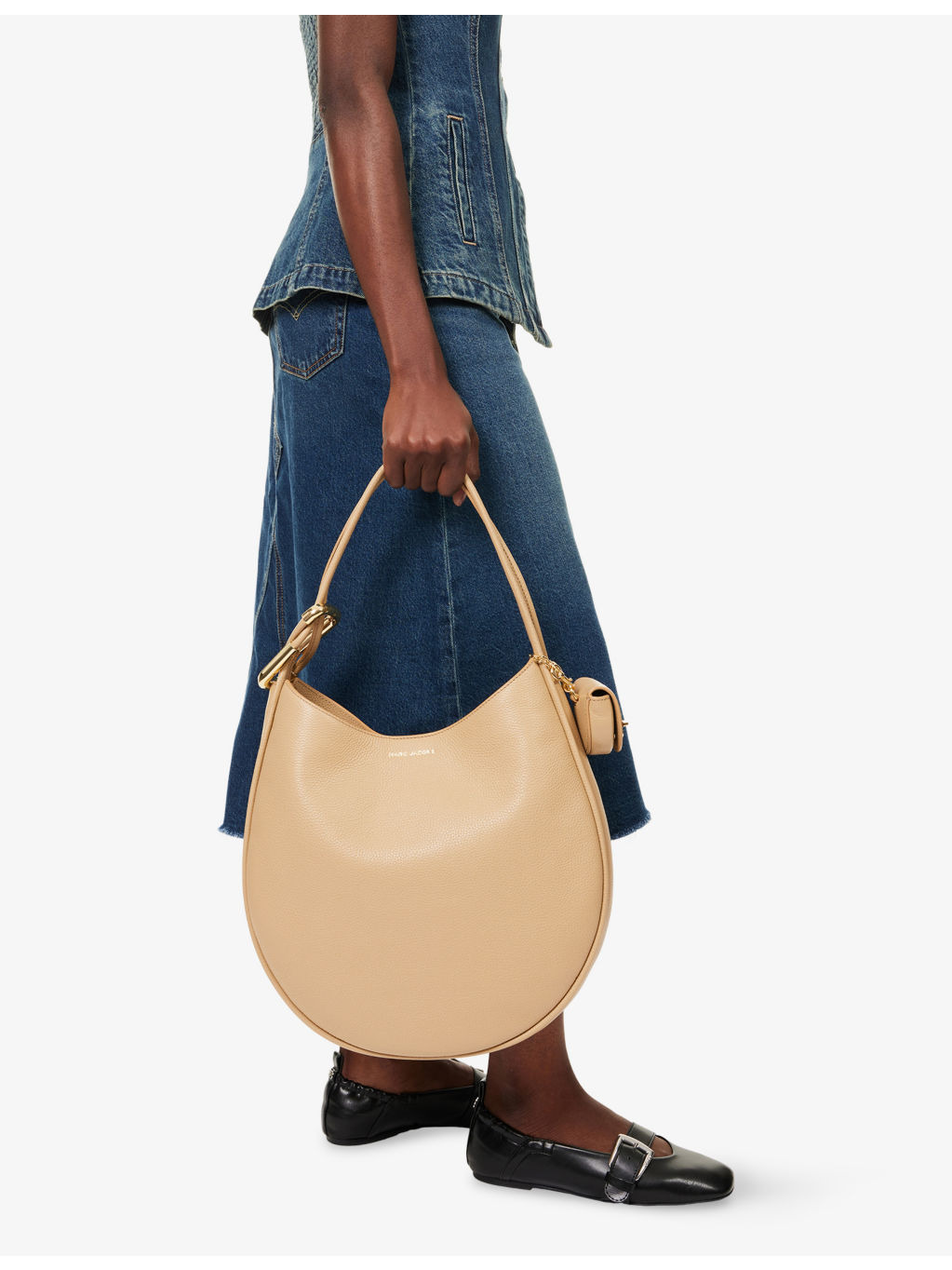 Large Crescent Leather Tote Bag - 2