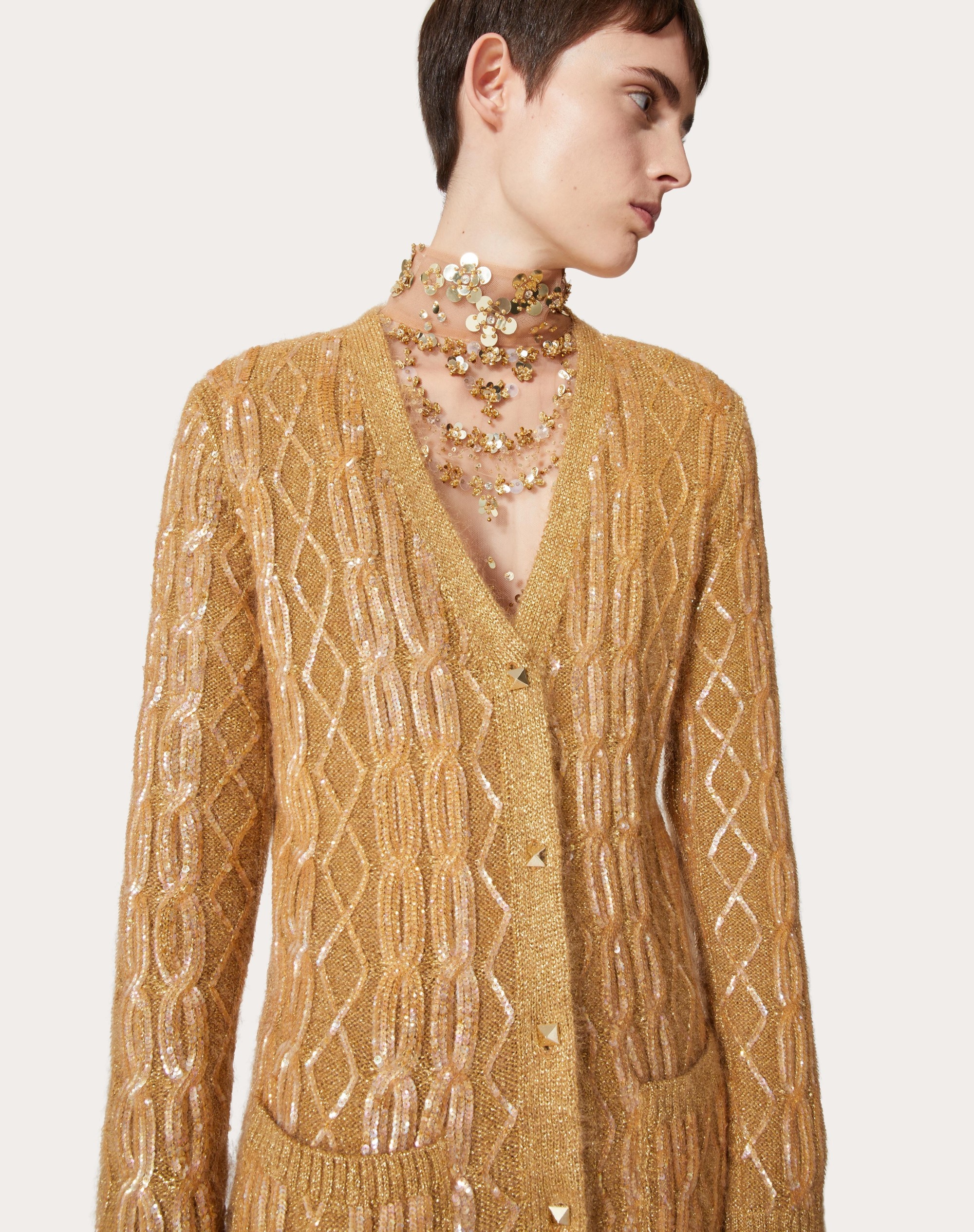 EMBROIDERED MOHAIR LUREX CARDIGAN - 5