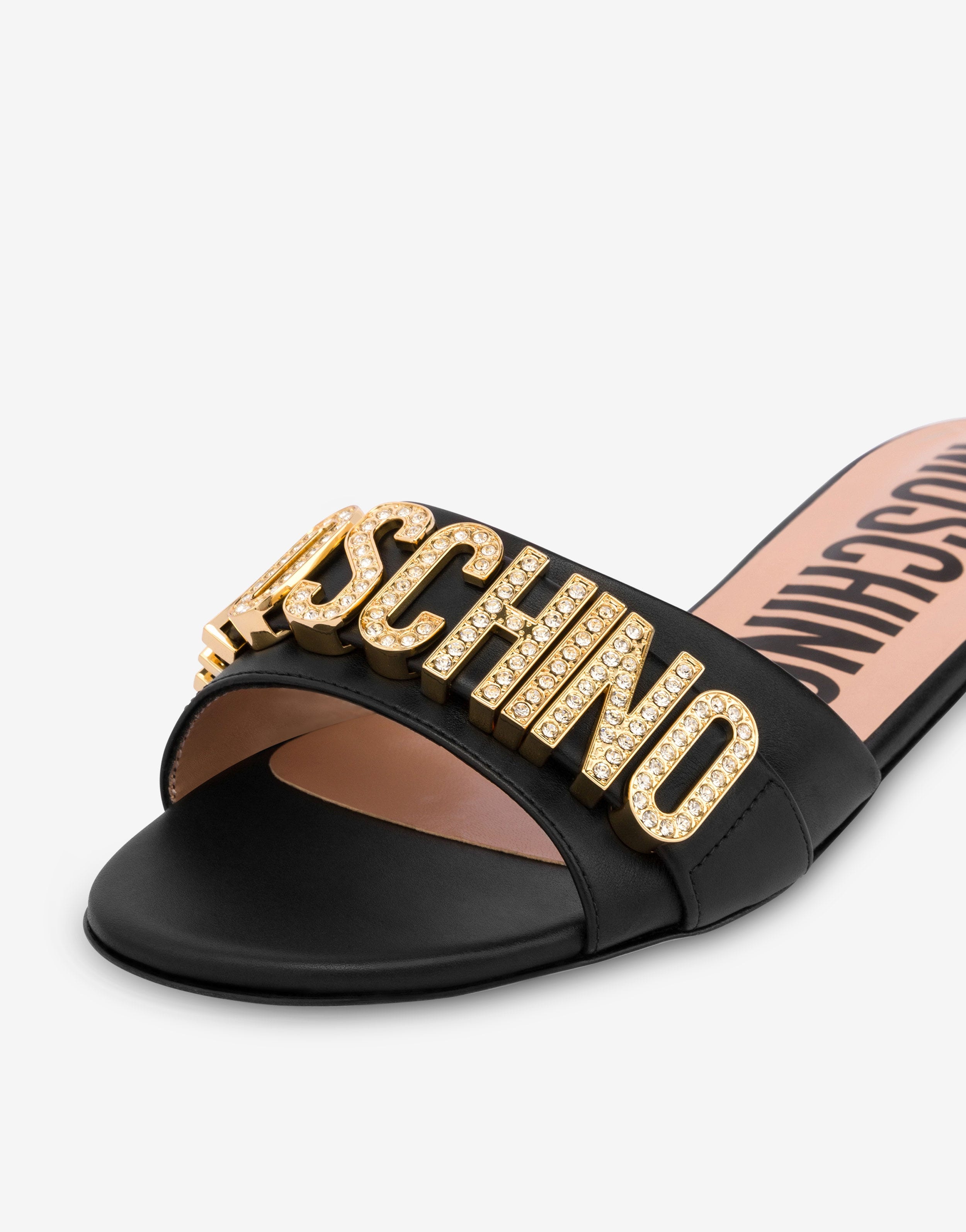 CALFSKIN JEWEL LOGO FLAT SANDALS - 4