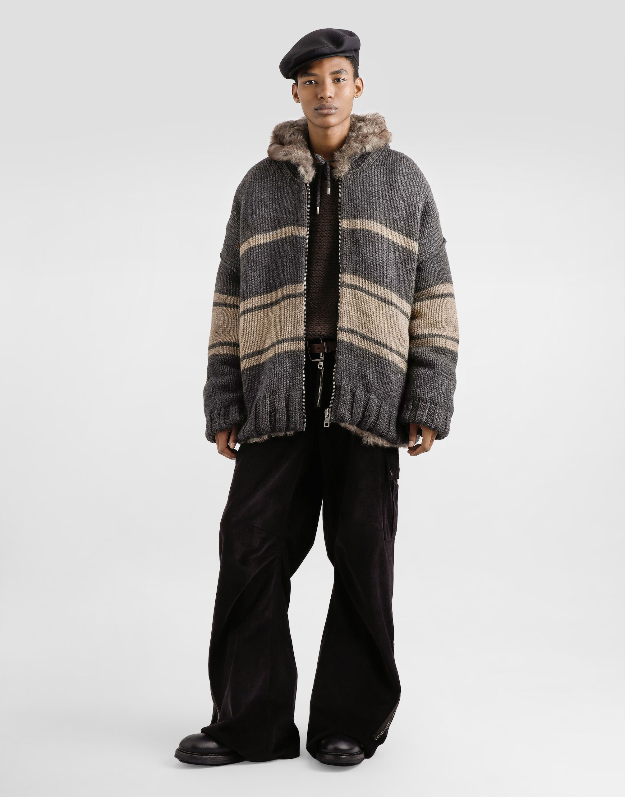 Knitted jacket with fur - 2