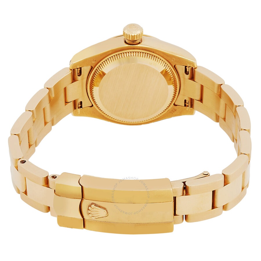 Rolex Lady Datejust Champagne Roman Dial Domed Bezel 18k Yellow Gold Case and Oyster Bracelet Watch  - 3