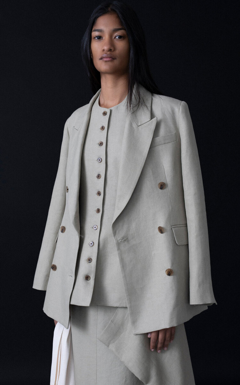 HEIRLOME Lupita Linen Top green outlook