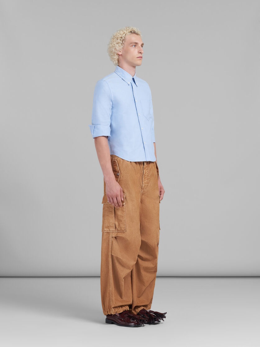 LIGHT BLUE CROPPED OXFORD SHIRT WITH MARNI MENDING - 5