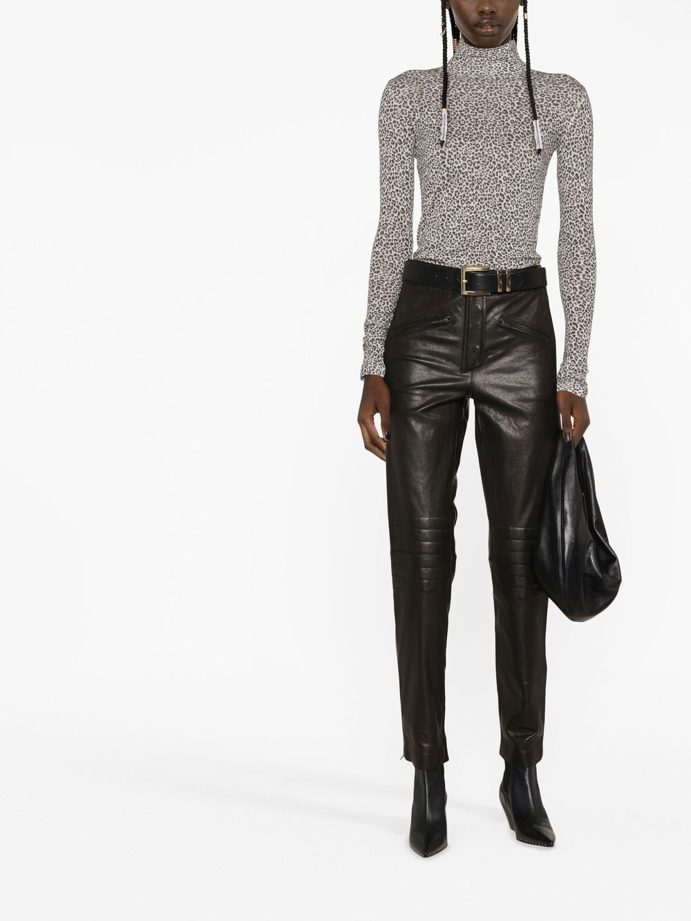 leopard turtleneck jumper - 2