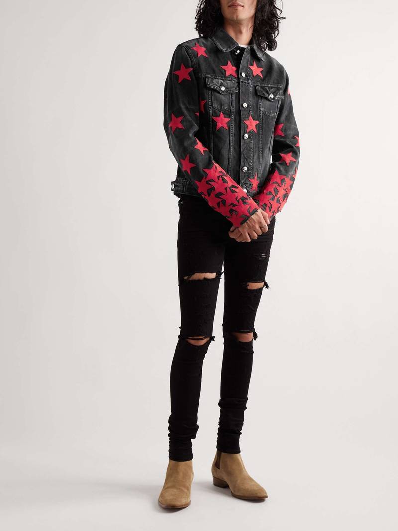 AMIRI + Chemist Slim-Fit Appliquéd Denim Trucker Jacket outlook
