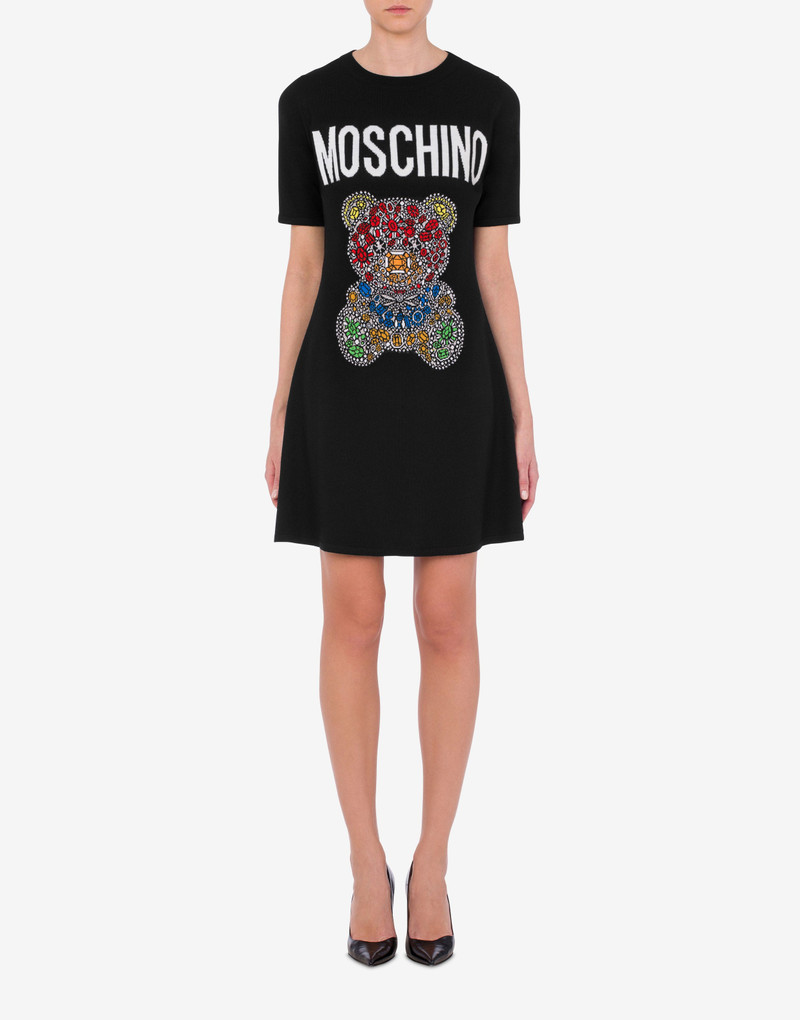 Moschino JEWEL TEDDY BEAR WOOL DRESS outlook