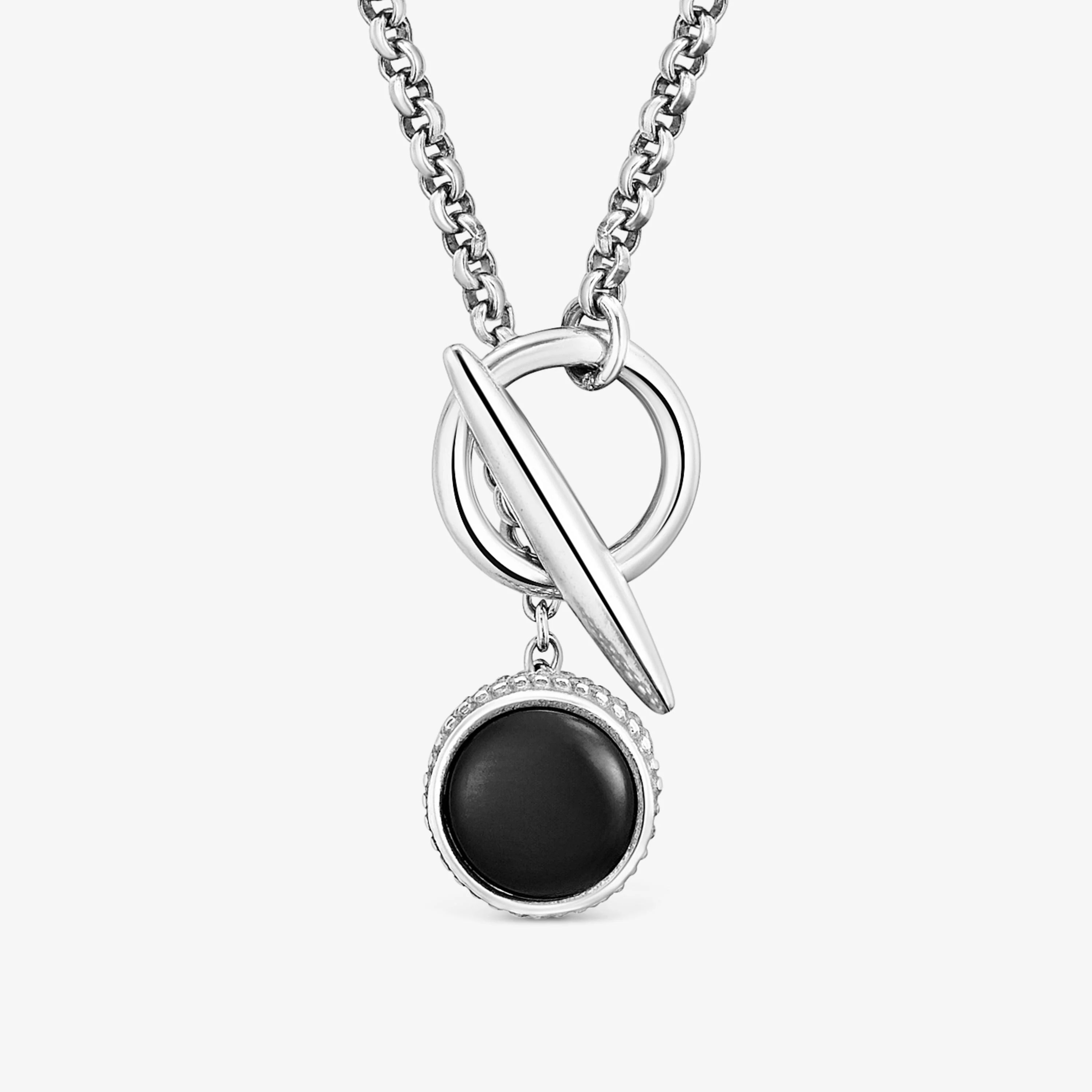 Short aged silver and onyx chain Necklace TOUS Man - 1