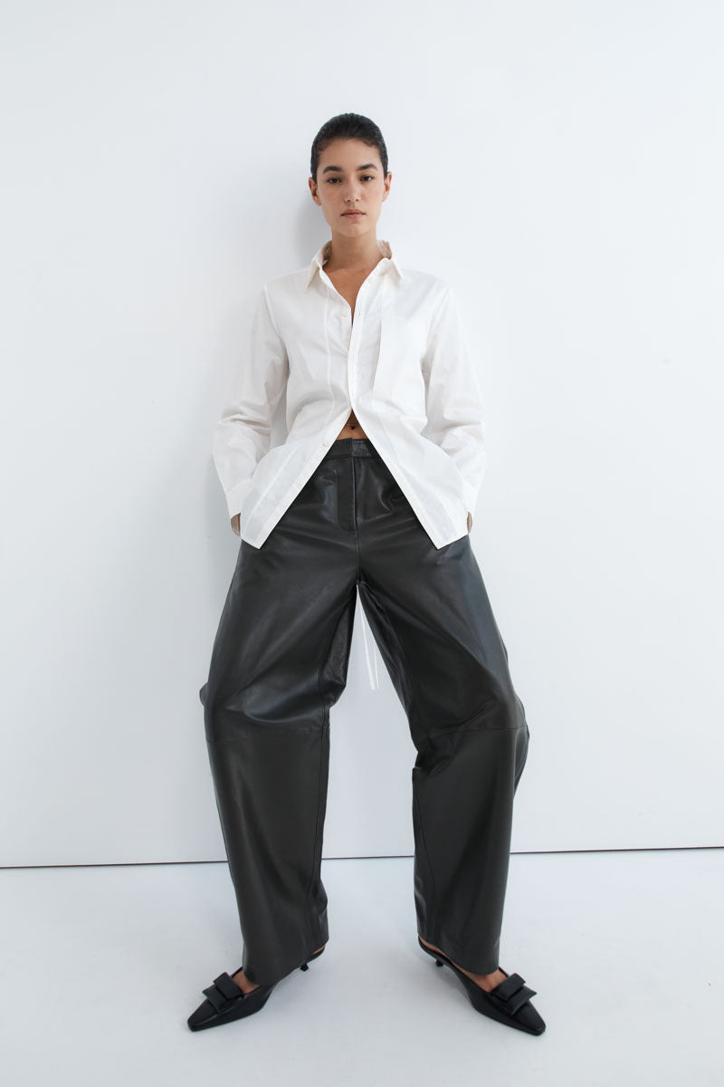 Leather Balloon Pants - Black - 7