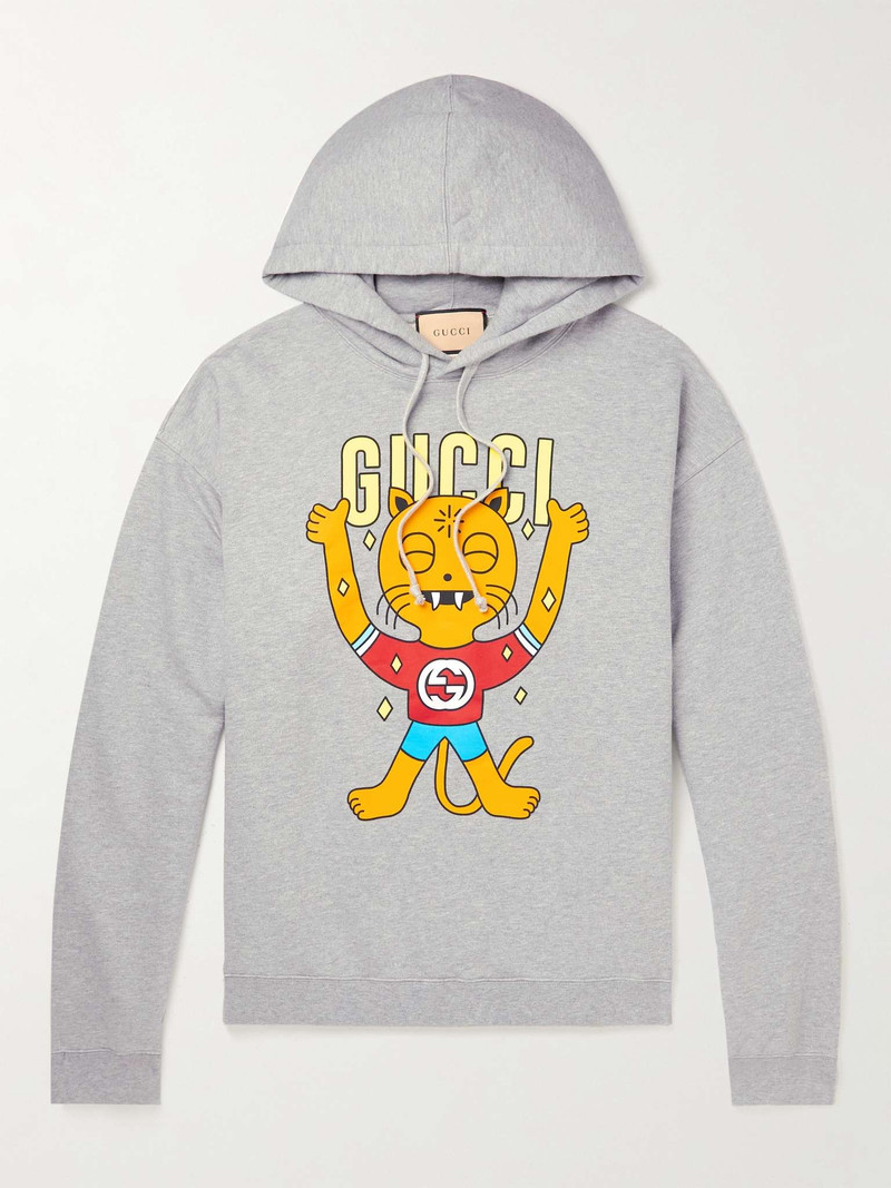Printed Cotton-Jersey Hoodie - 1