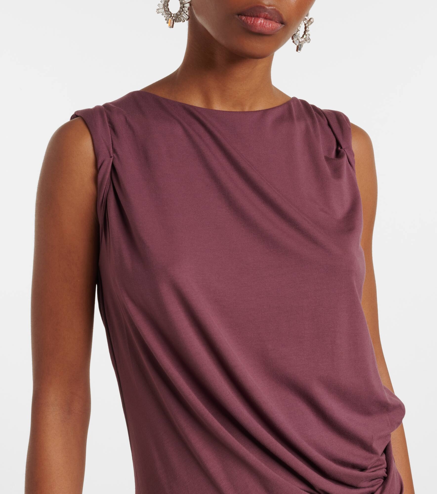 Draped drop-waist jersey minidress - 4