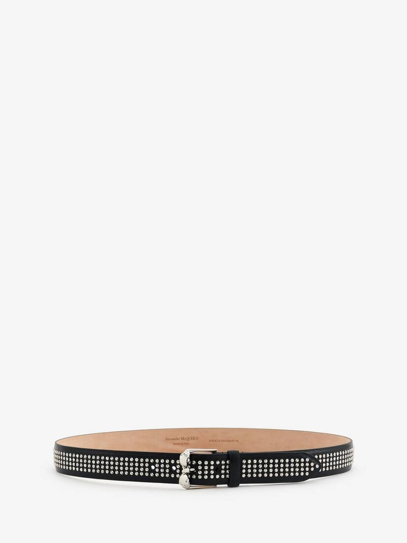 Twin Skull Leather Belt in Black 1