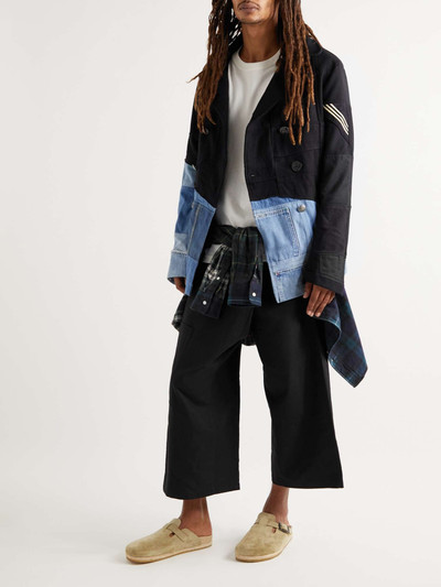 Greg Lauren Sailor Scrapwork Felted Cotton-Blend and Denim Peacoat outlook