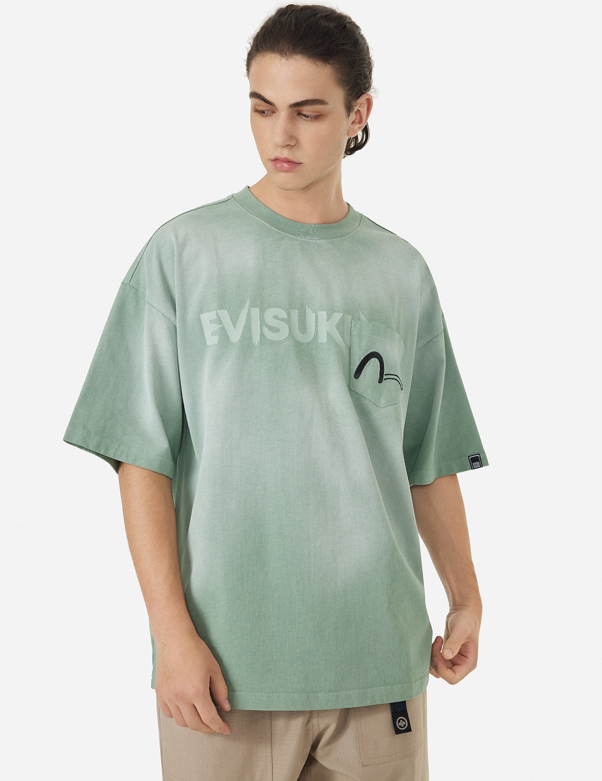 Garment Dyed Calligraphy Logo Print Oversized T-shirt - 6