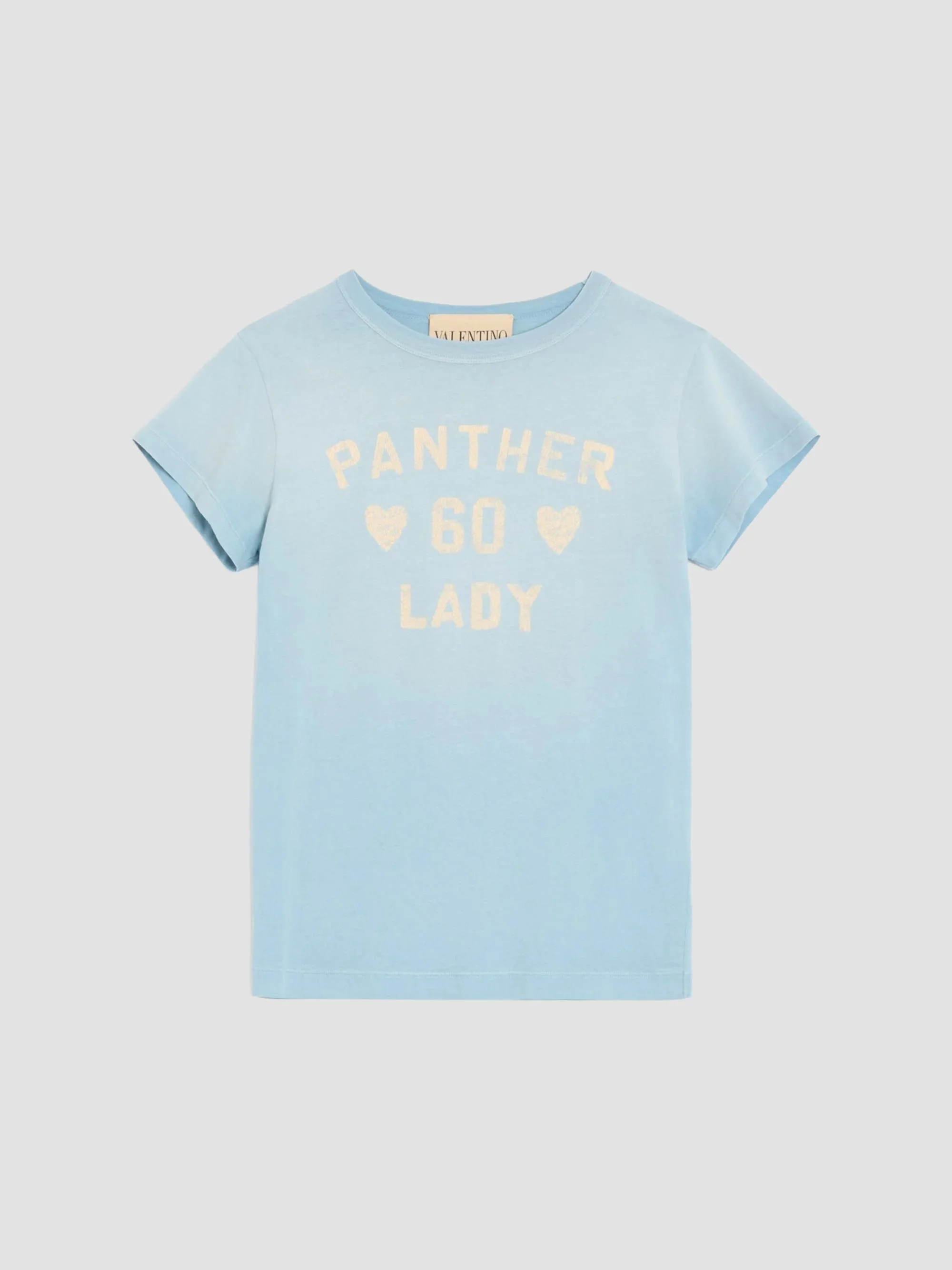 Women's Printed Cotton T-Shirt - Azure - 1