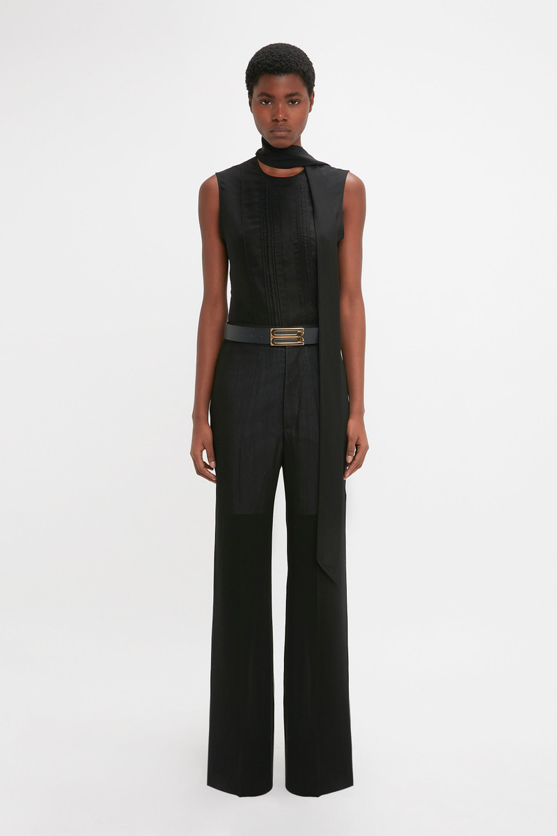 Victoria Beckham Waistband Detail Straight Leg Trouser In Black outlook
