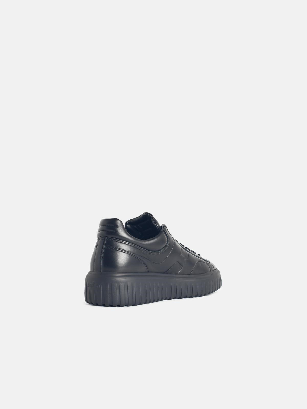 'H-STRIPES' BLACK LEATHER SNEAKERS - 3