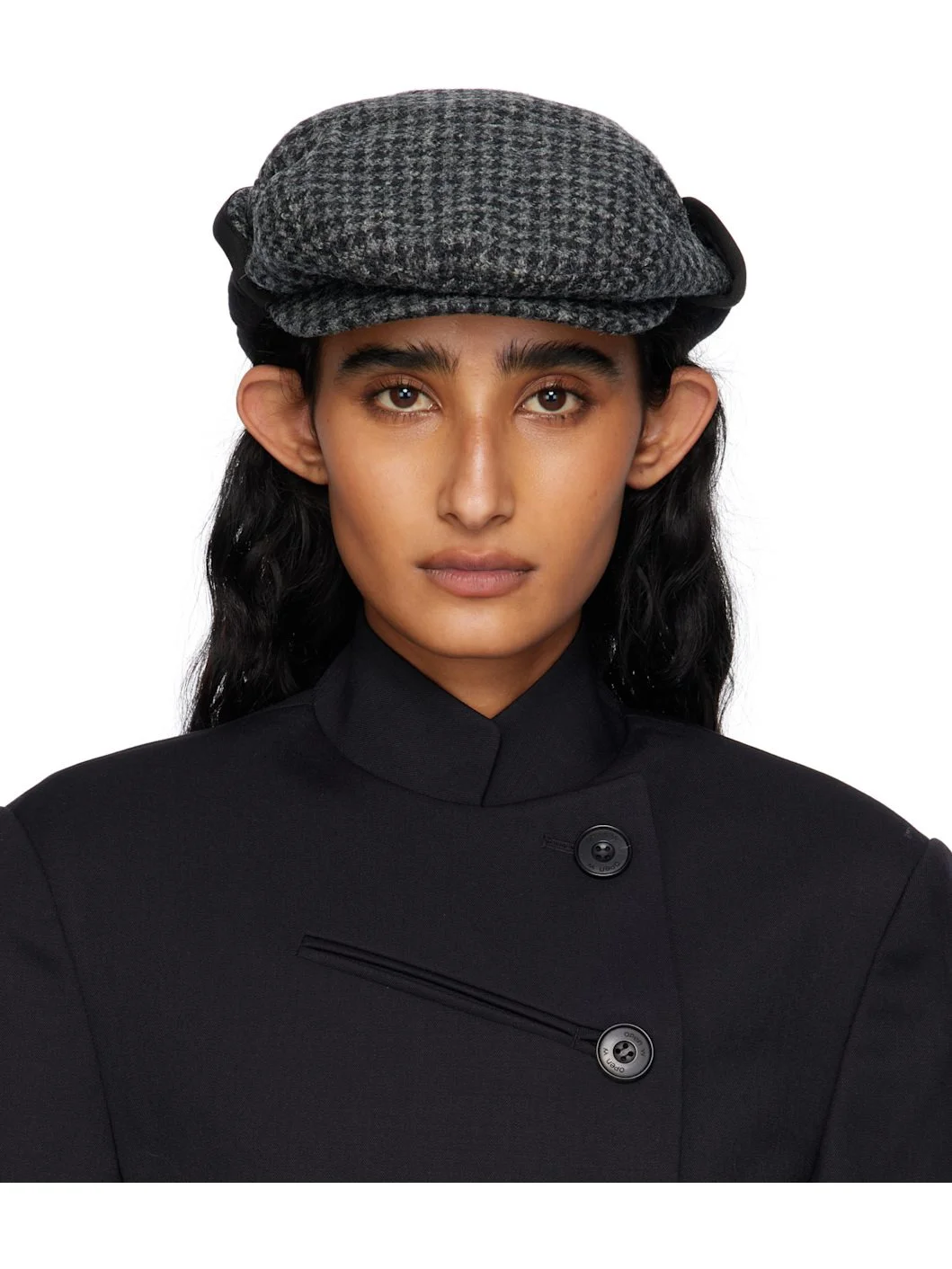 Black & Gray Harris Tweed Bicycle Foldable Cap - 1