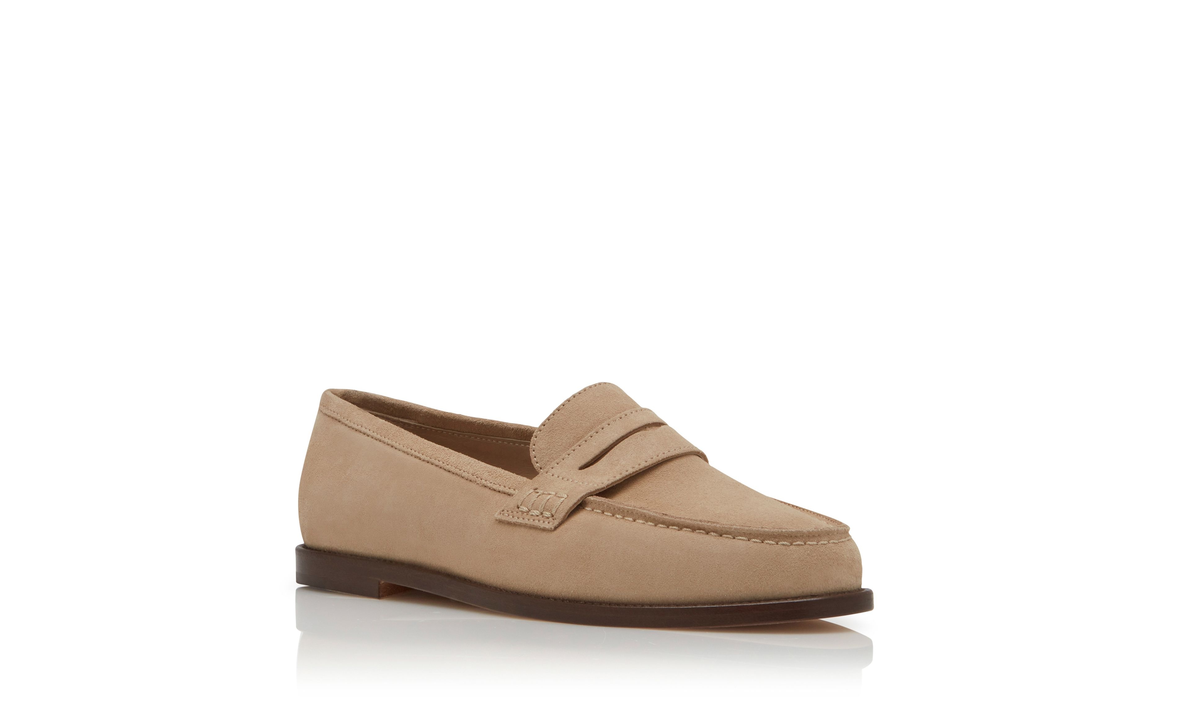 Light Brown Suede Penny Loafers - 3