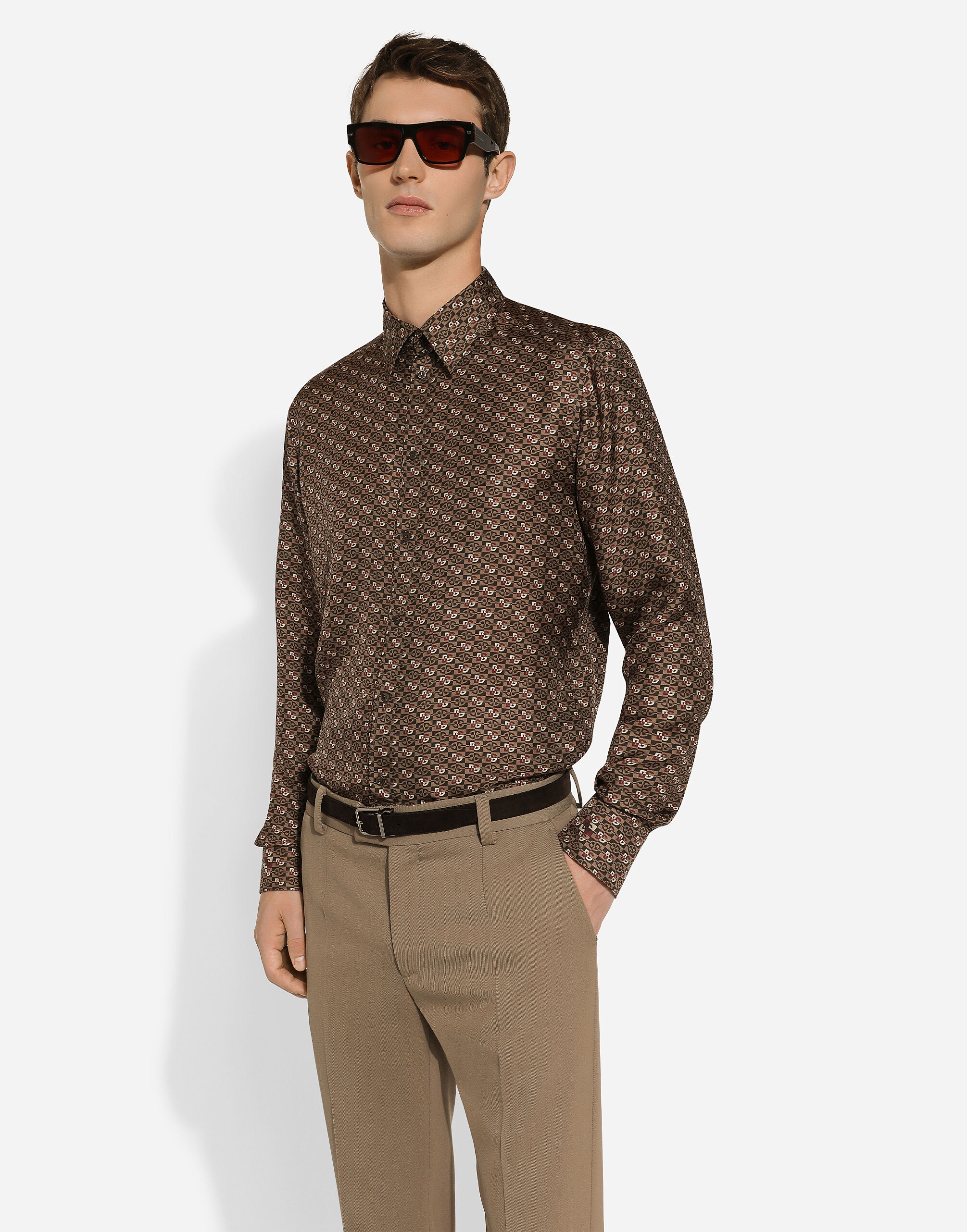 Silk Martini-fit shirt with tie print - 4