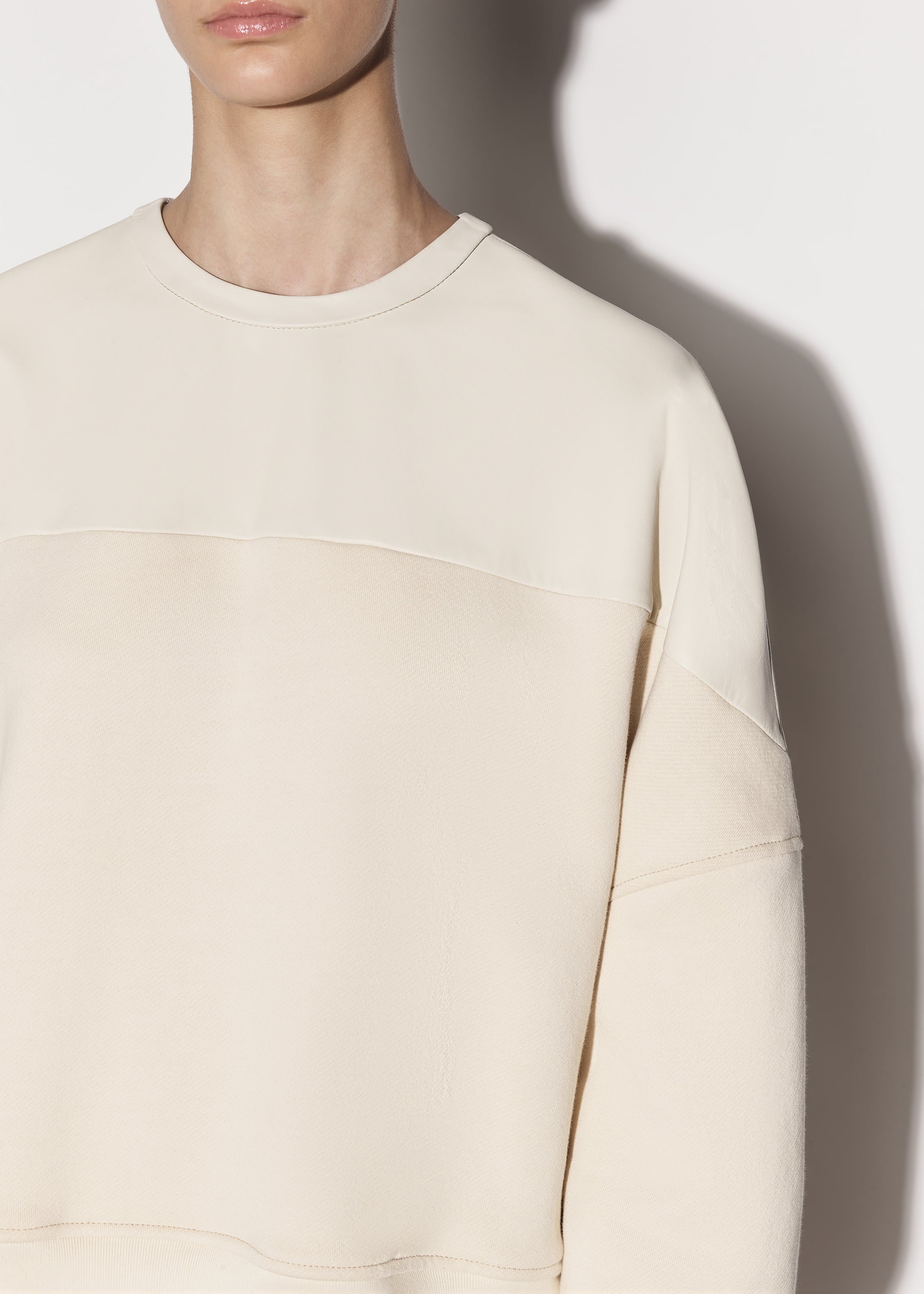 LEATHER HYBRID CREWNECK - 6