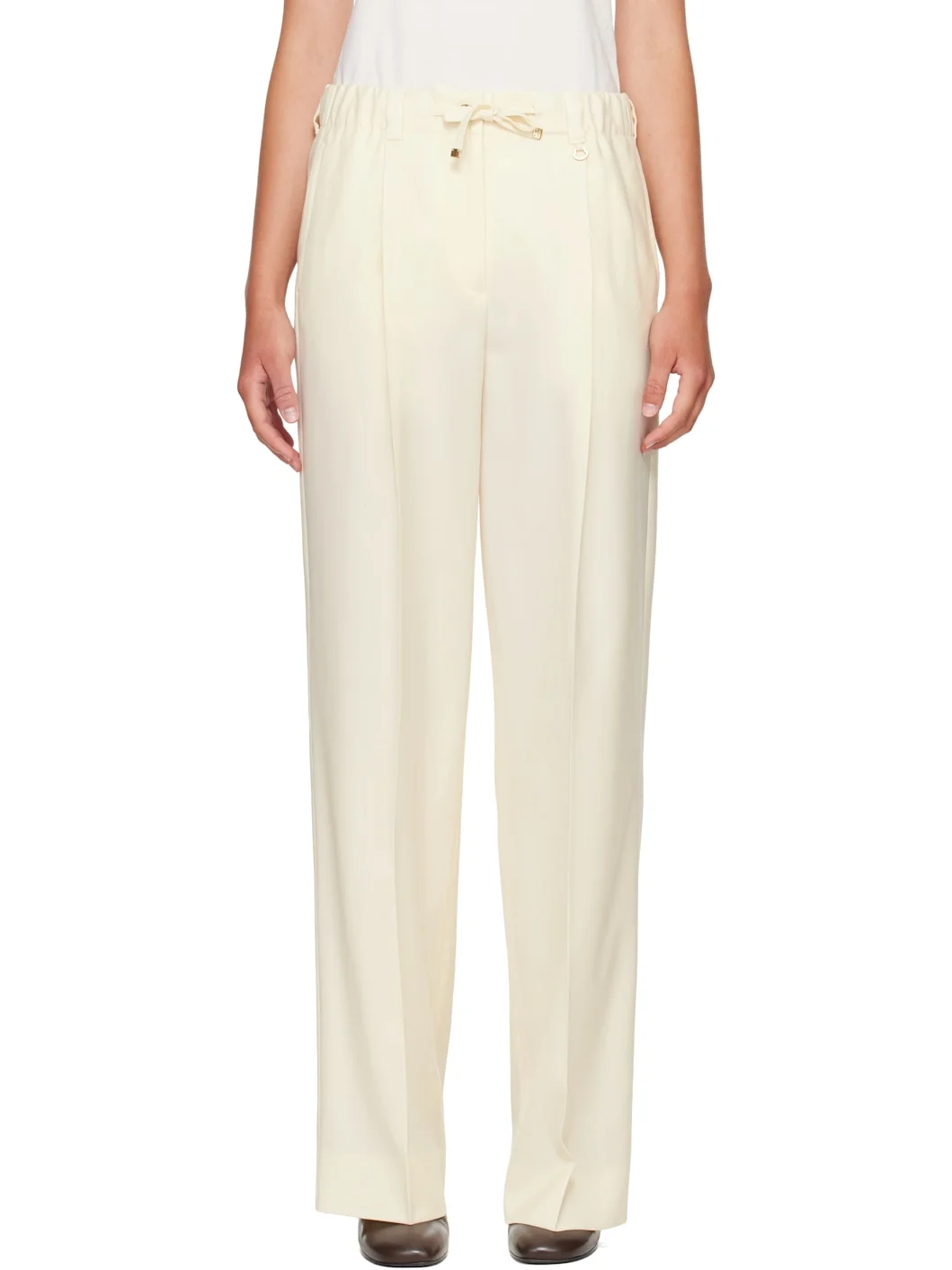 Off-White Gabardine Tailored Trousers - 1