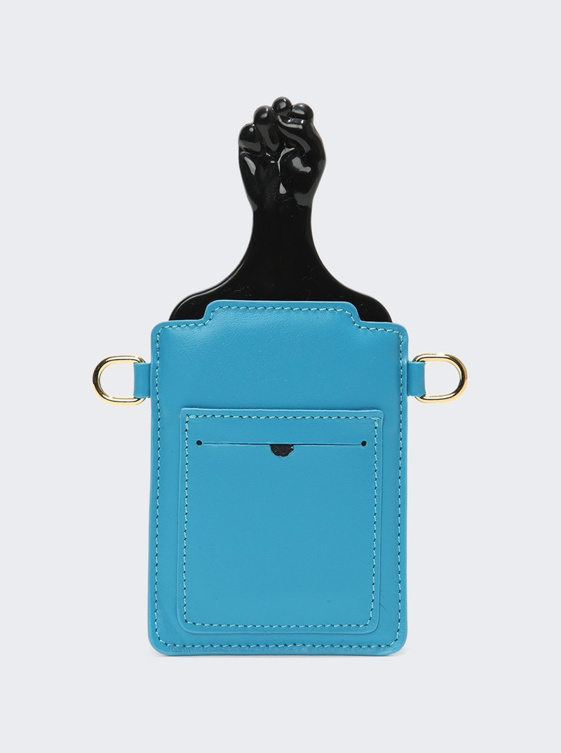 Afro Comb with Padded Leather Bag Blue 4