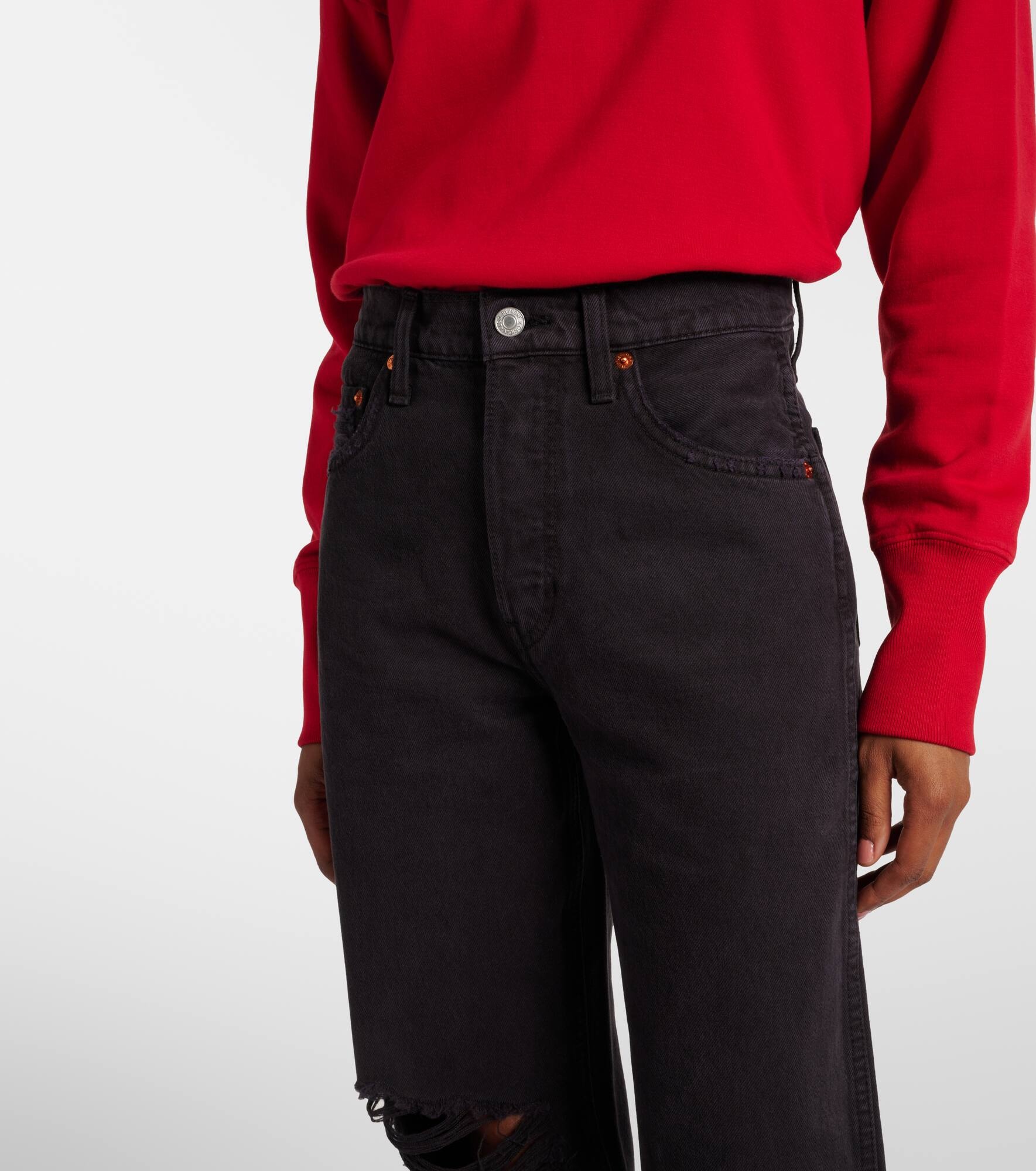 90s distressed high-rise straight jeans - 4