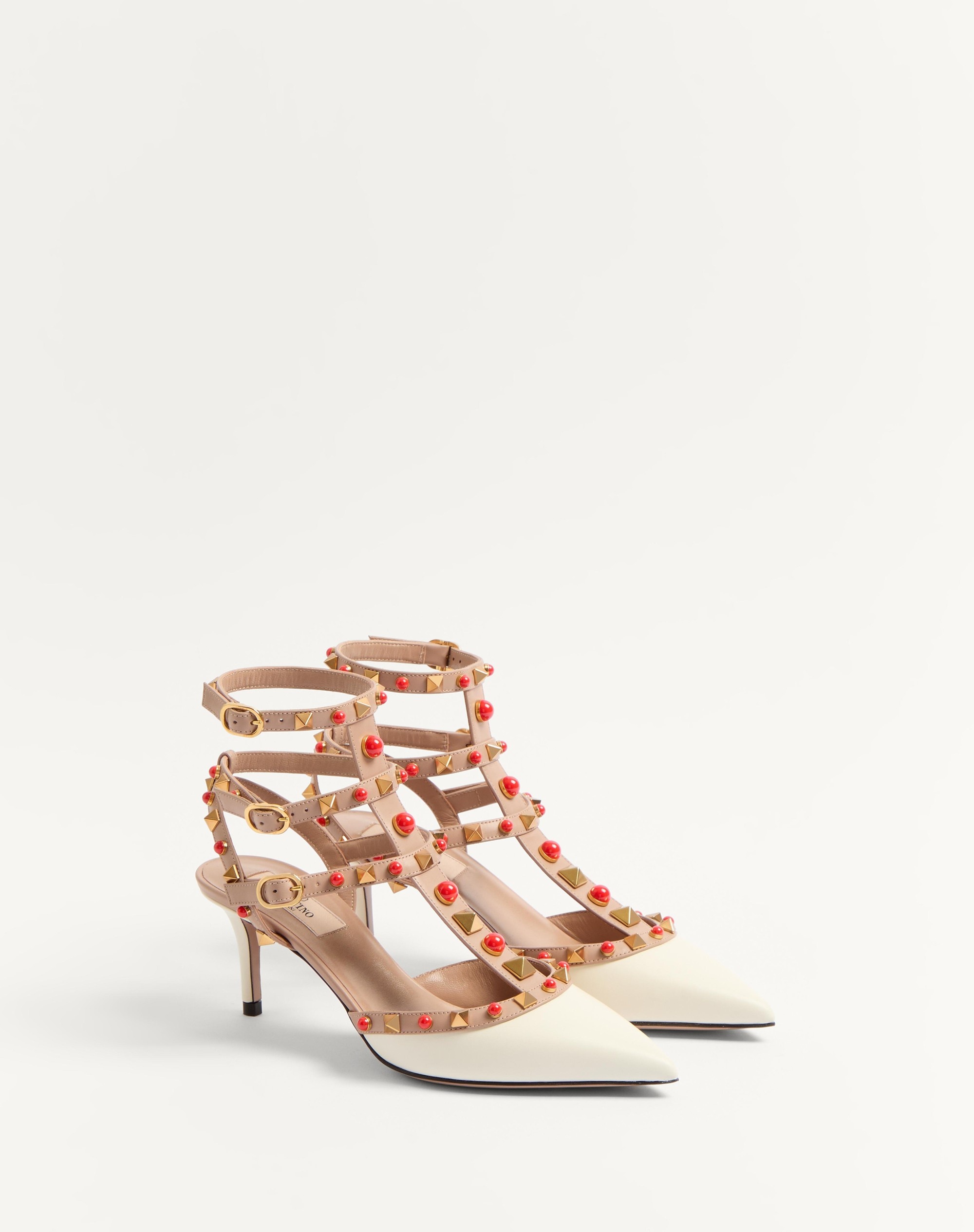 ROCKSTUD CALFSKIN PUMPS WITH CABOCHON STONES 65MM - 3